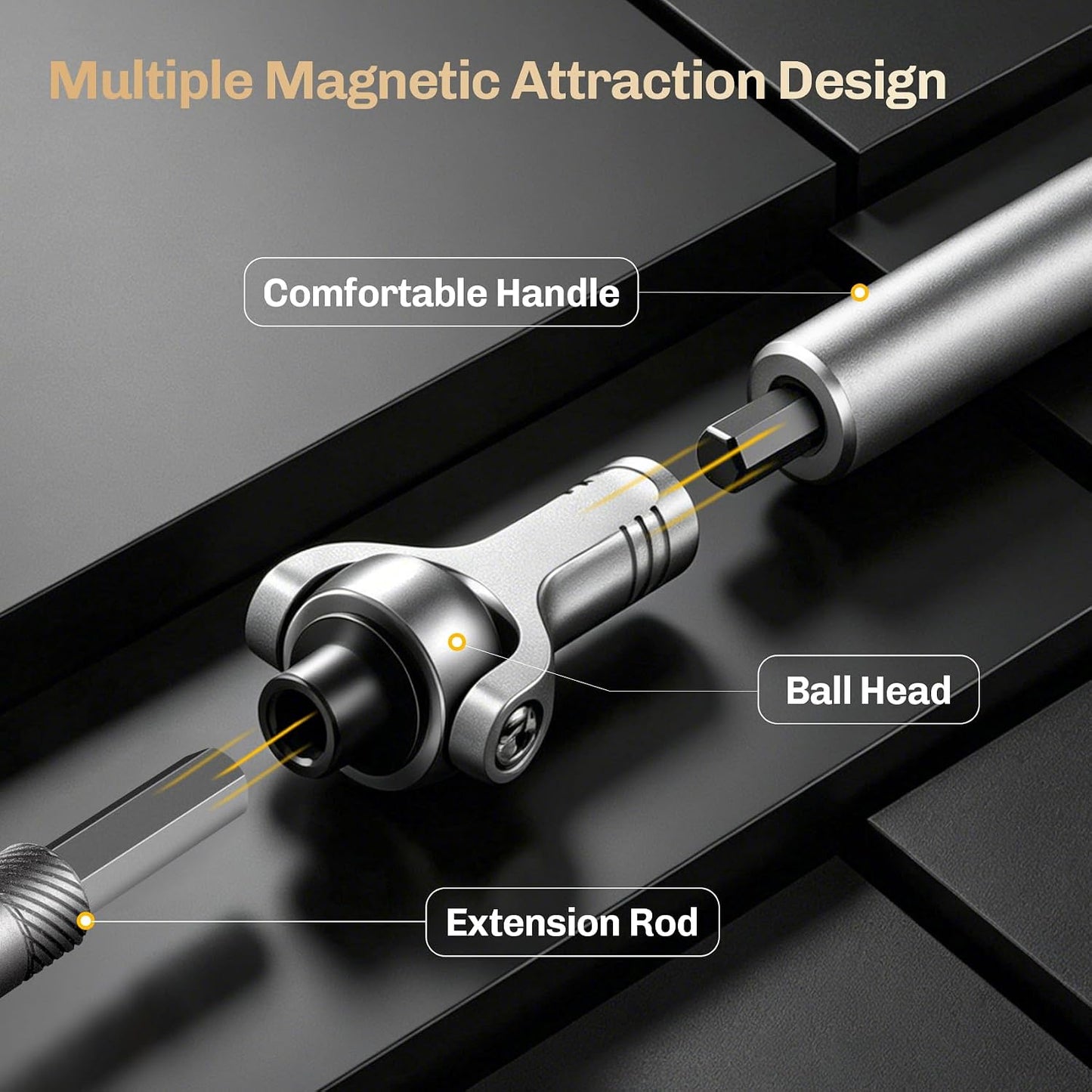 Magnetic Screwdriver Set 40-in-1 Ratchet Screwdriver Tool Kit with 270° Ball-Joint Handle - Portable CRV Bits Precision Repair Tool Set for Electronics,Computer,Phone,Bikes, Watches,Camera