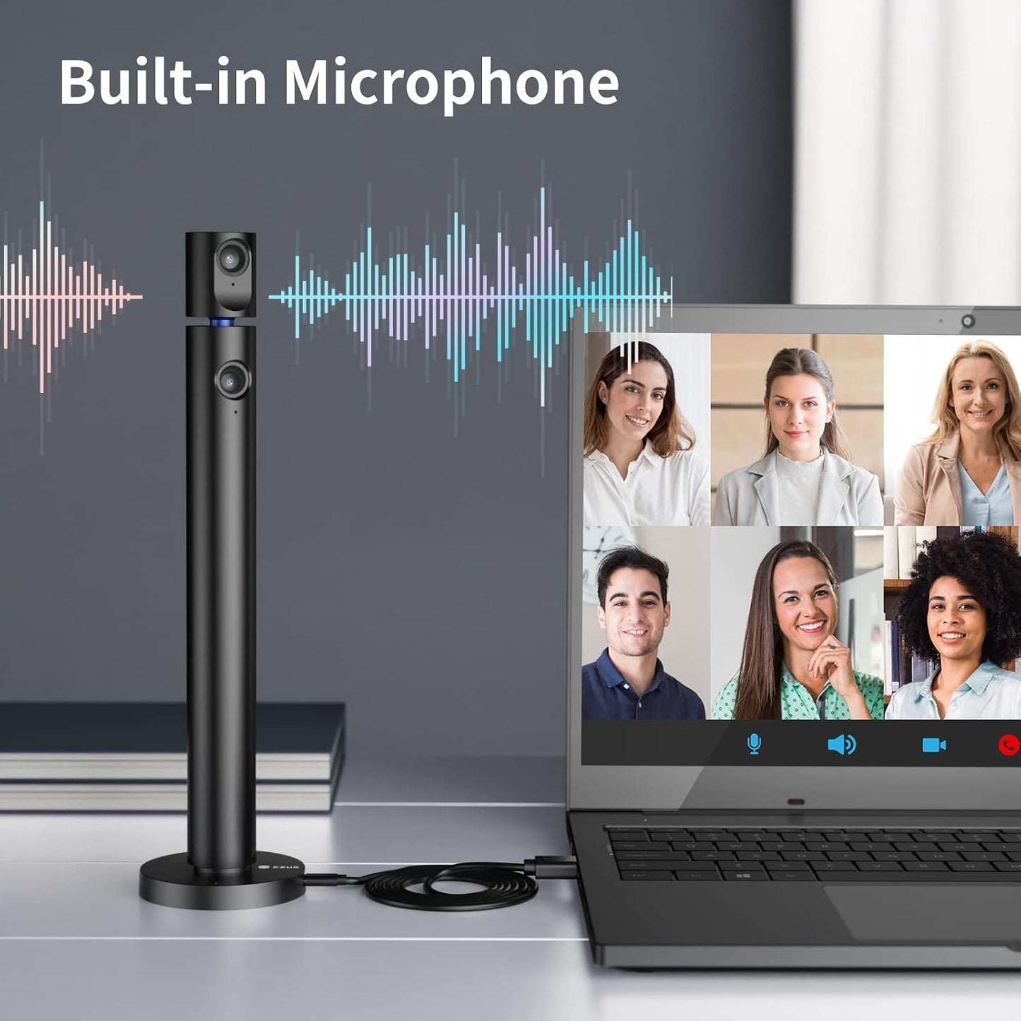 CZUR Halo X Pro Dual Webcam for PC, 1080P Web Camera with Microphone | USB Camera for Computer, 90° View, Plug & Play, Compatible with Windows&Mac, for TikTok/YouTube/Yahoo Messenger