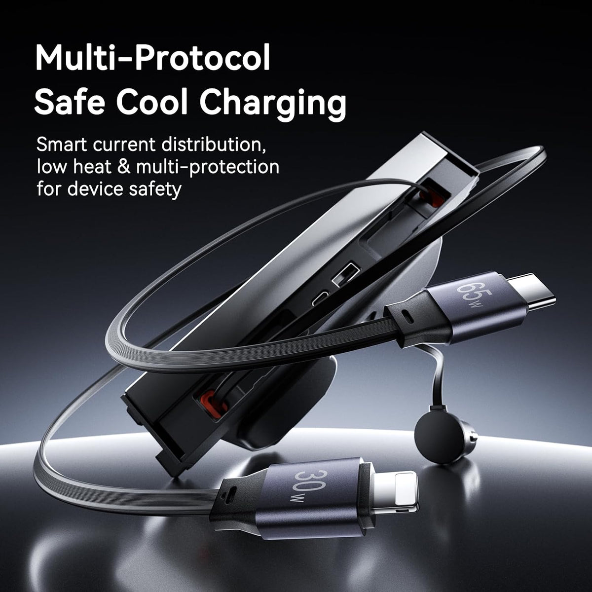 USB Hub for Tesla Model Y 2025-2026 and Model 3 2024-2026, Center Console Docking Station with Dual Retractable Charging Cables, USB-A and USB-C Fast Charging Ports, Tesla Accessories