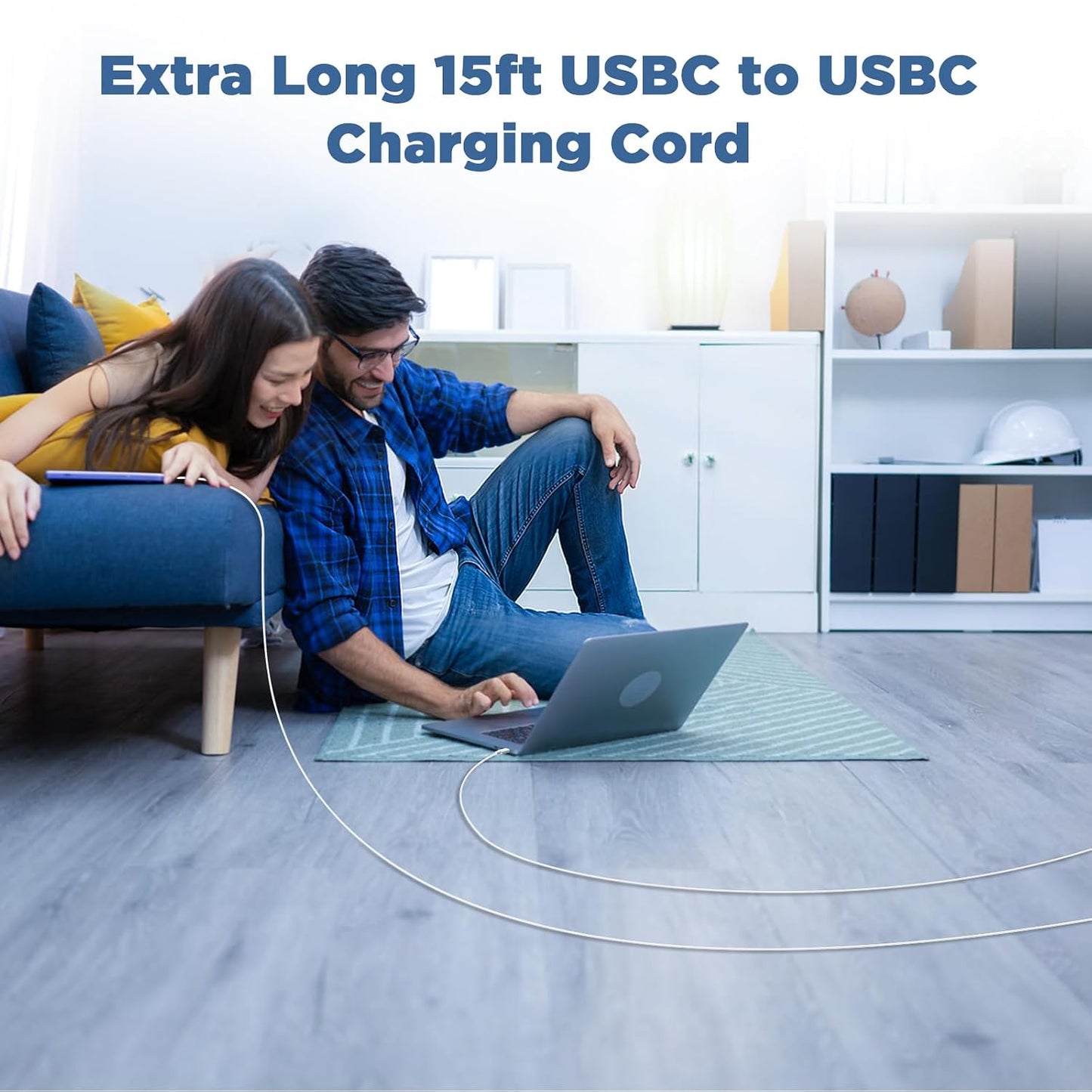 Long USB C to USB C Cable 15FT for iPhone 17 16 15 Pro Max,60W Fast Charging Type C to Type C Charger Cord for iPhone 17 16 15/16 15 Plus/17 Air/17 16 15 Pro, iPad Pro/Air,MacBook,Galaxy S25-White