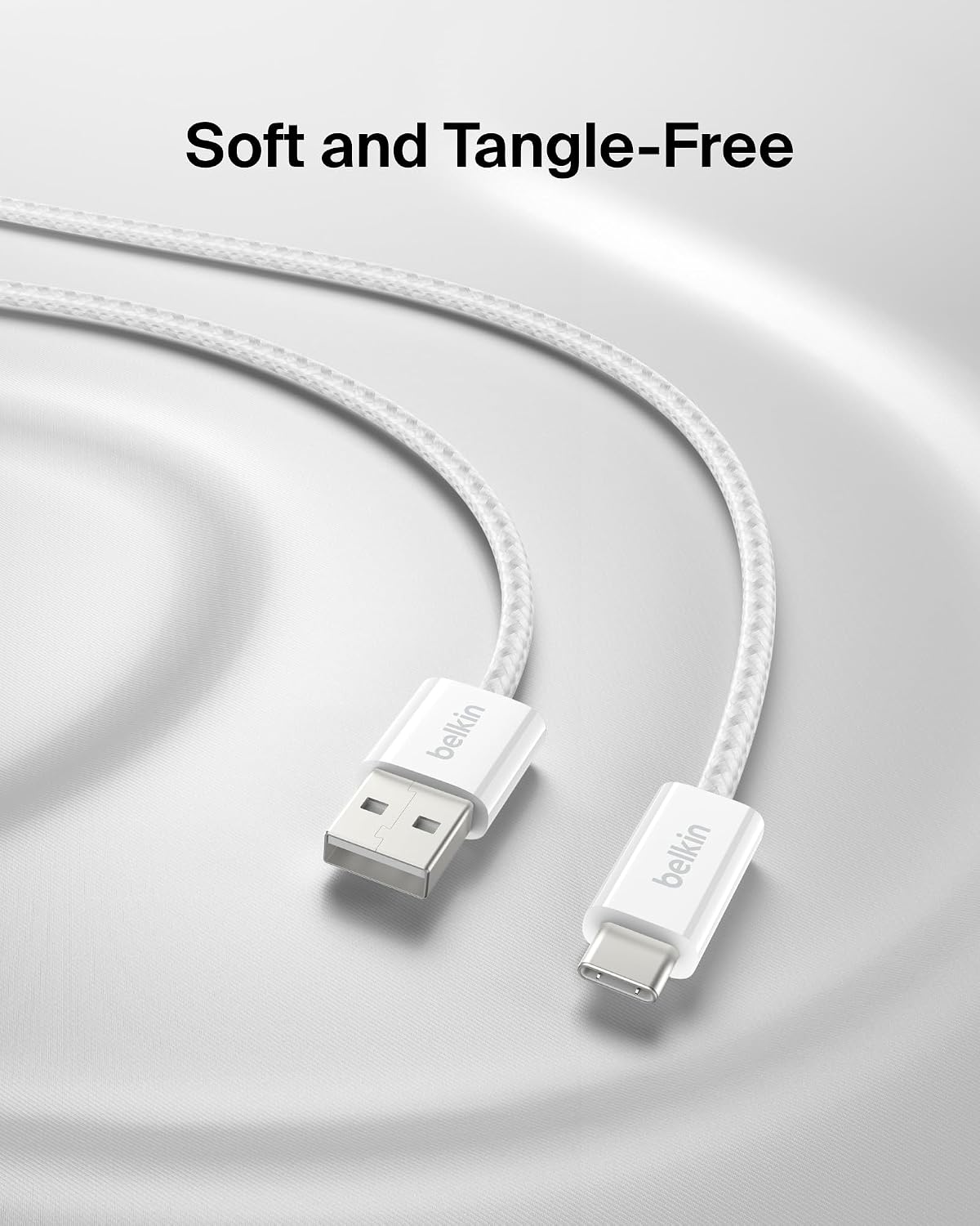 Belkin USB A to USB C 15W Braided Cable 2 Pack, 3.3ft iPhone Charger Cord | iPhone 15/16/17, Samsung Galaxy S26, Pixel 10, Airpods, iPad, Nintendo Switch 2, Steam Deck, Travel, Carplay, Car Charger