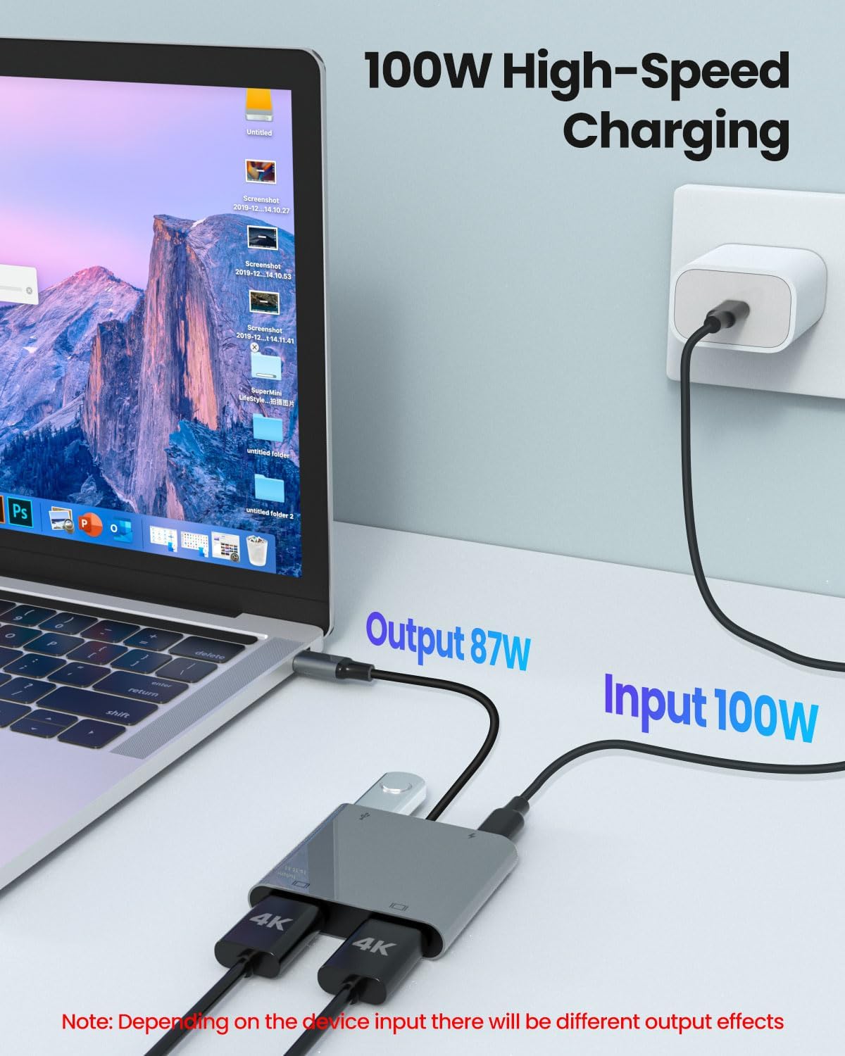 USB C to Dual HDTV Adapter, Fophmo 4K@60Hz HDTV Splitter Extend Display for Dual Monitors, macOS Only Allows Mirror Mode, Windows Allows Multi-Monitor Display 3 Separate Screens for 100W PD,USB-A Port