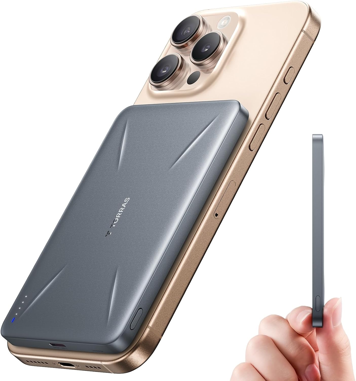 TORRAS for MagSafe Portable Charger, Ultra Slim 5,000mAh Wireeless Magnetic Power Bank Fast Charging Battery Pack with USB-C Cable, Magsafe-Compatible Charger for iPhone 17 Pro Max/17 Pro/16/15/14/13