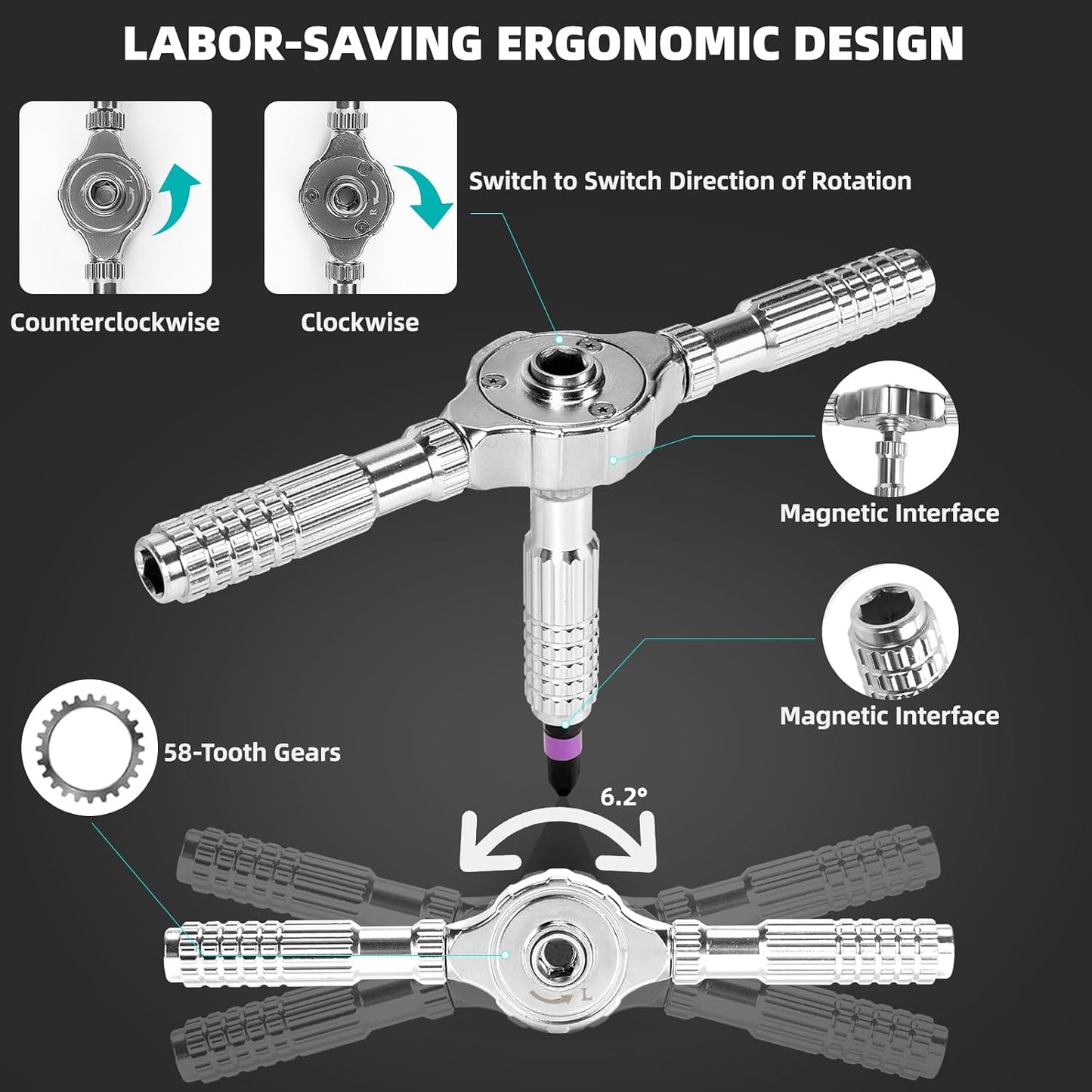 40 in 1 Magnetic Screwdriver Set, DIY Ratchet Screwdriver Set with T Handle Detachable, Versatile Portable Precision Tool Kit for Computer, Furniture, Bicycle