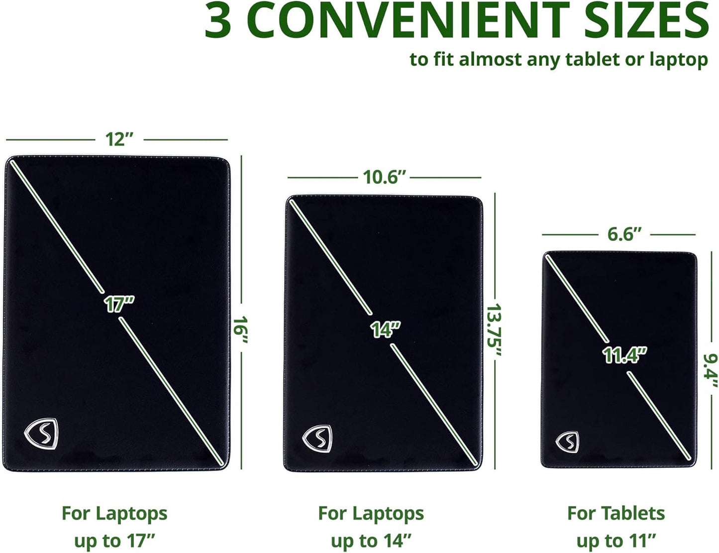 Shield Your Body - Laptop Lap Pad with SaferBody™, Anti Radiation Shield & Heat Shield Pad, EMF Blocker Laptop Pad for Up to 14in.Wide Device (13.8 x 10.7 inches), Jet Black PU Leather Color