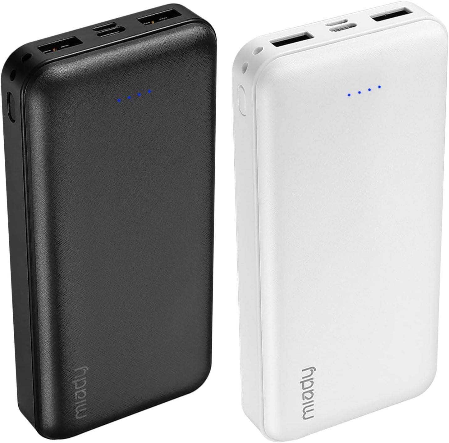 Miady 2-Pack Portable Charger PD 22.5W Power Bank 20000mAh Battery Pack | 74Wh丨Fast Charging丨3 Outputs 2 Inputs丨High Capacity丨Compatible with iPhone 17 iPad Android etc丨for Travel Camping丨Black+White