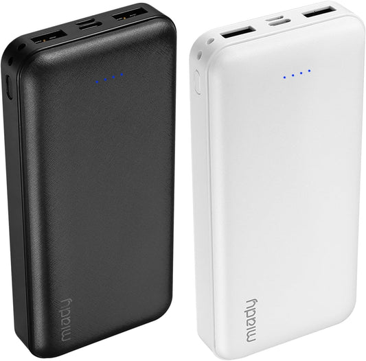 Miady 2-Pack Portable Charger PD 22.5W Power Bank 20000mAh Battery Pack | 74Wh丨Fast Charging丨3 Outputs 2 Inputs丨High Capacity丨Compatible with iPhone 17 iPad Android etc丨for Travel Camping丨Black+White