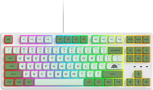 Fogruaden 75% Mechanical Keyboard with Red Switch, RGB Backlit Gaming Keyboard, 87 Keys Compact TKL Wired Keyboard for Win/Mac Laptop PC Gamer - Matcha
