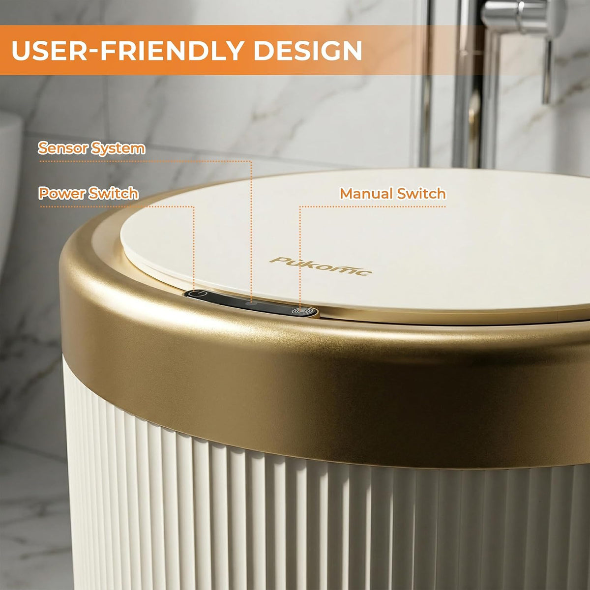 Pukomc Automatic Motion Sensor Trash Can with Lid