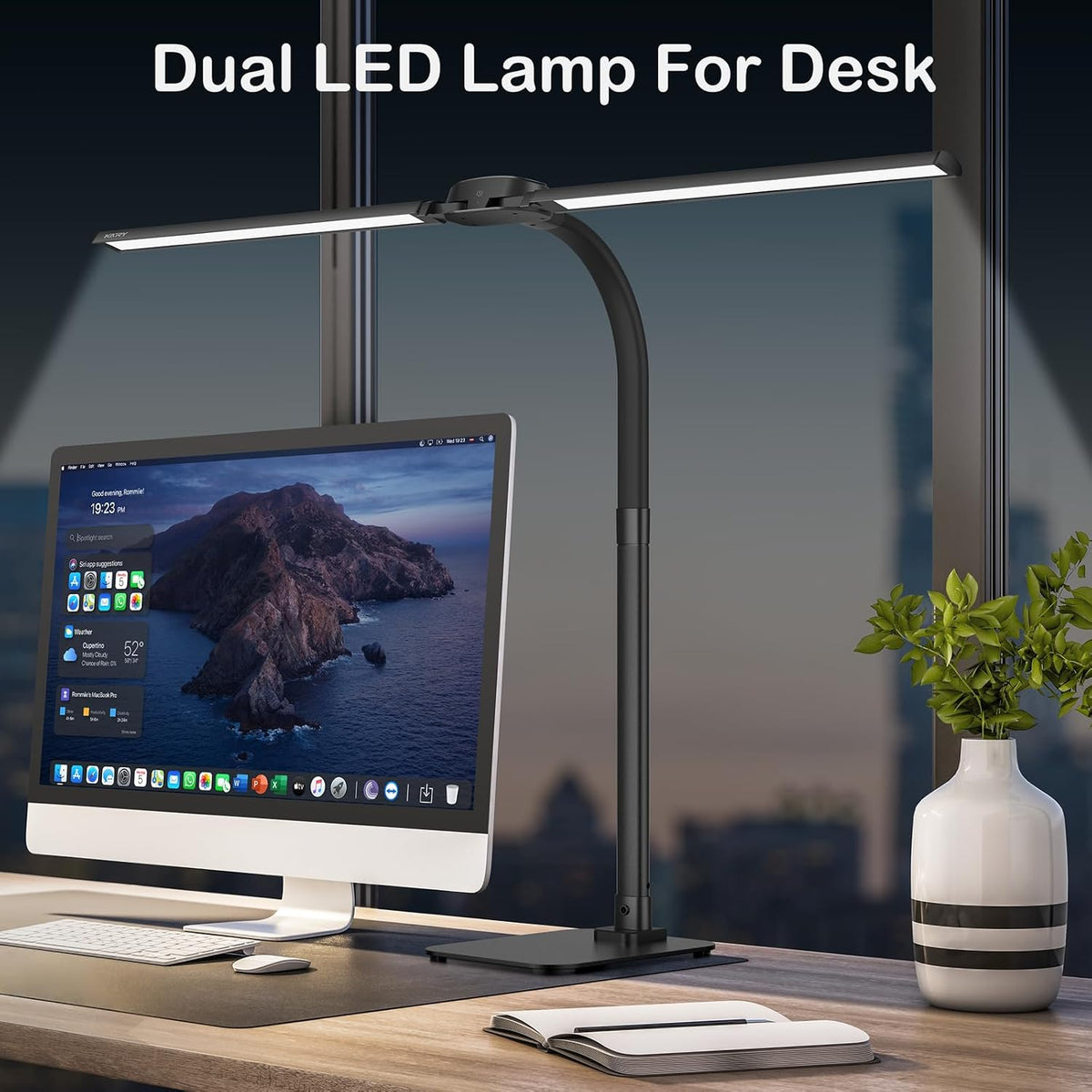 24W LED Desk Lamp for Home Office, 1500lm Dual Head Task Light with Remote