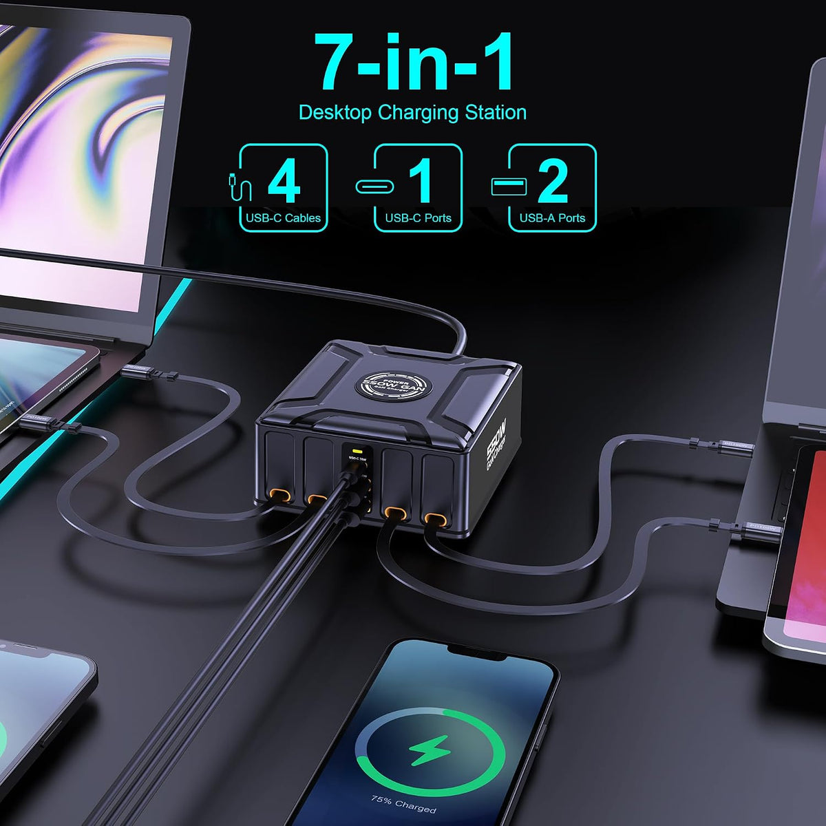 550W Retractable Charger for USB C GaN Multiple Devices