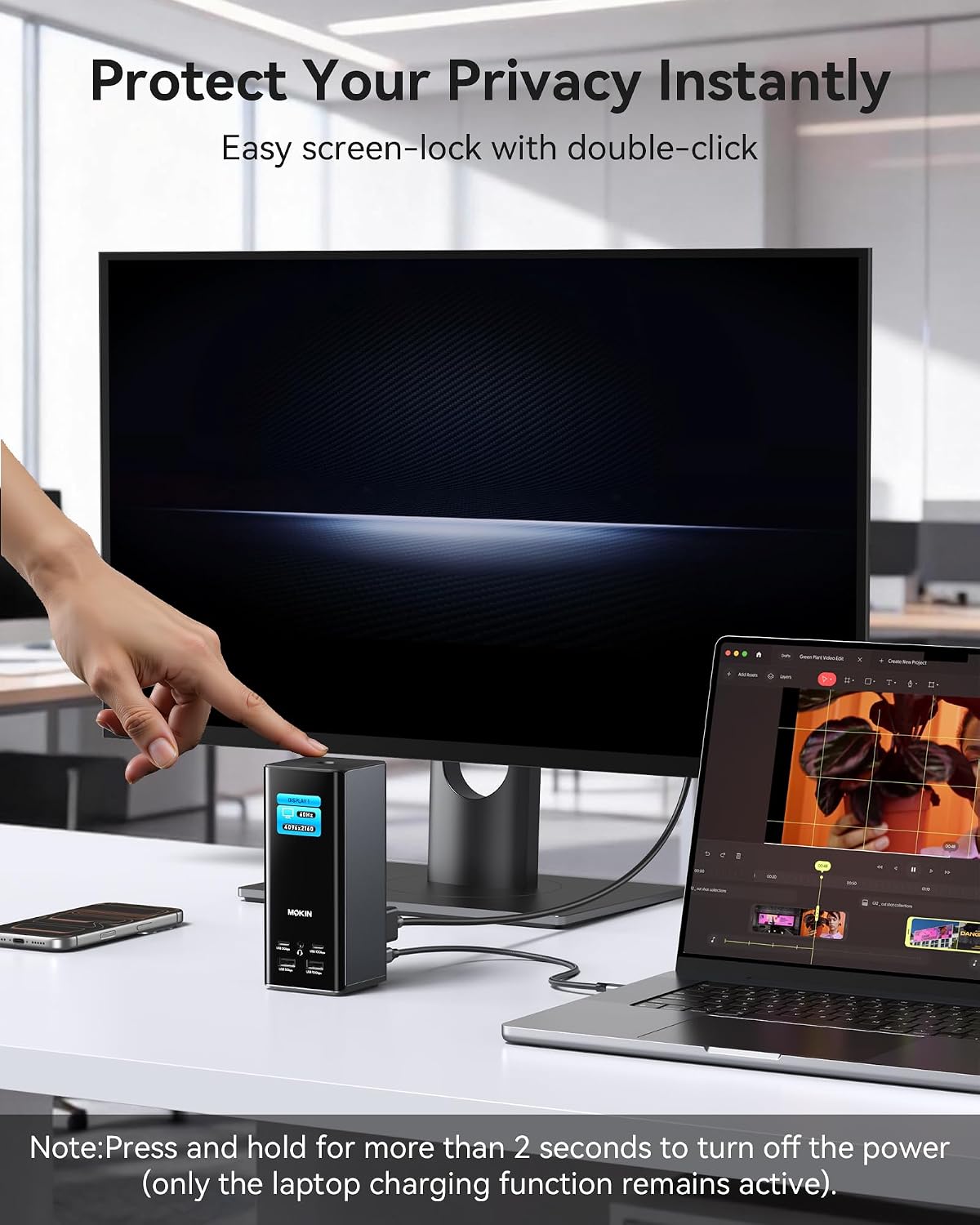 MOKiN USB C Docking Station 3 Monitors, 17-in-1 Triple Display Docking Station with 3 HDMI & 2 DP, 10G USB A/C, Gigabit Ethernet, 100W PD, Smart Display, SD/microSD, for Mac/Dell/Hp(Driver Required)