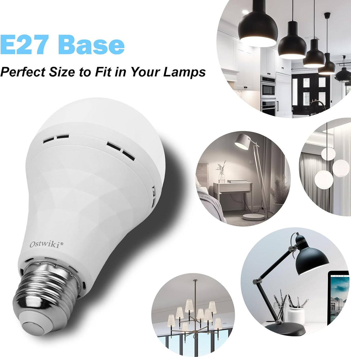 Ostwiki 6 Pack Rechargeable Emergency Light Bulbs Battery Operated Bulb