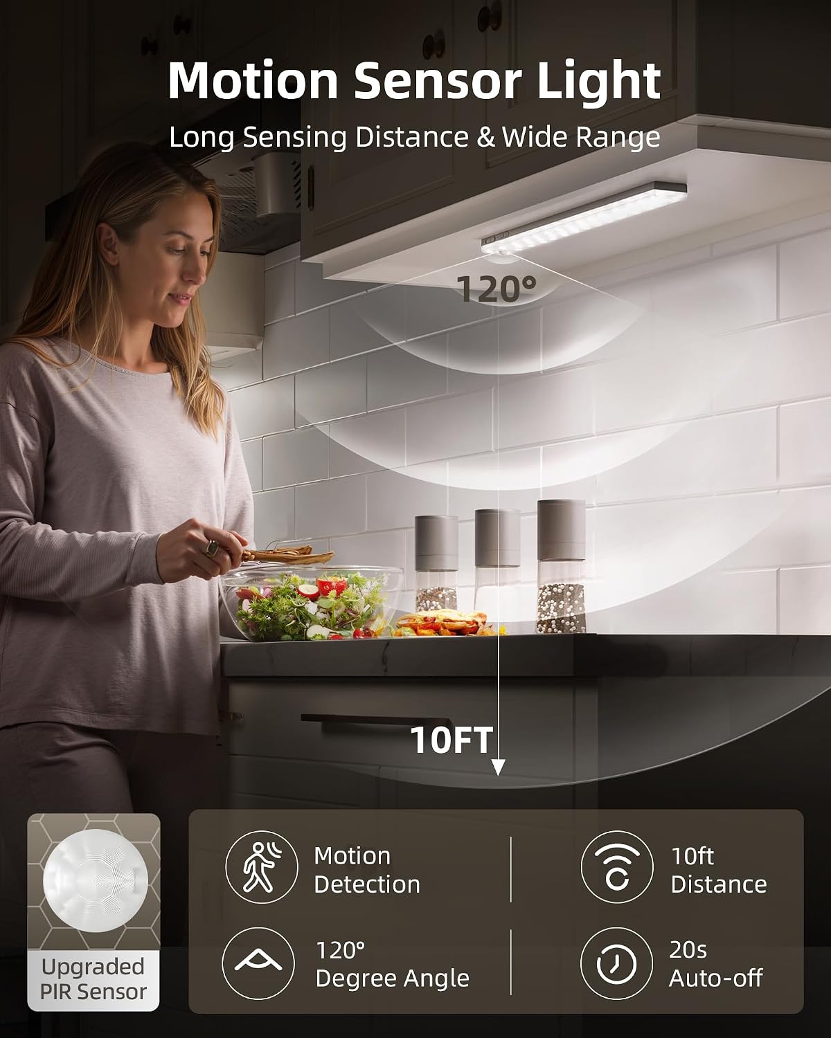 EZVALO Under Cabinet Lighting with Charging Station, Motion Sensor Lights