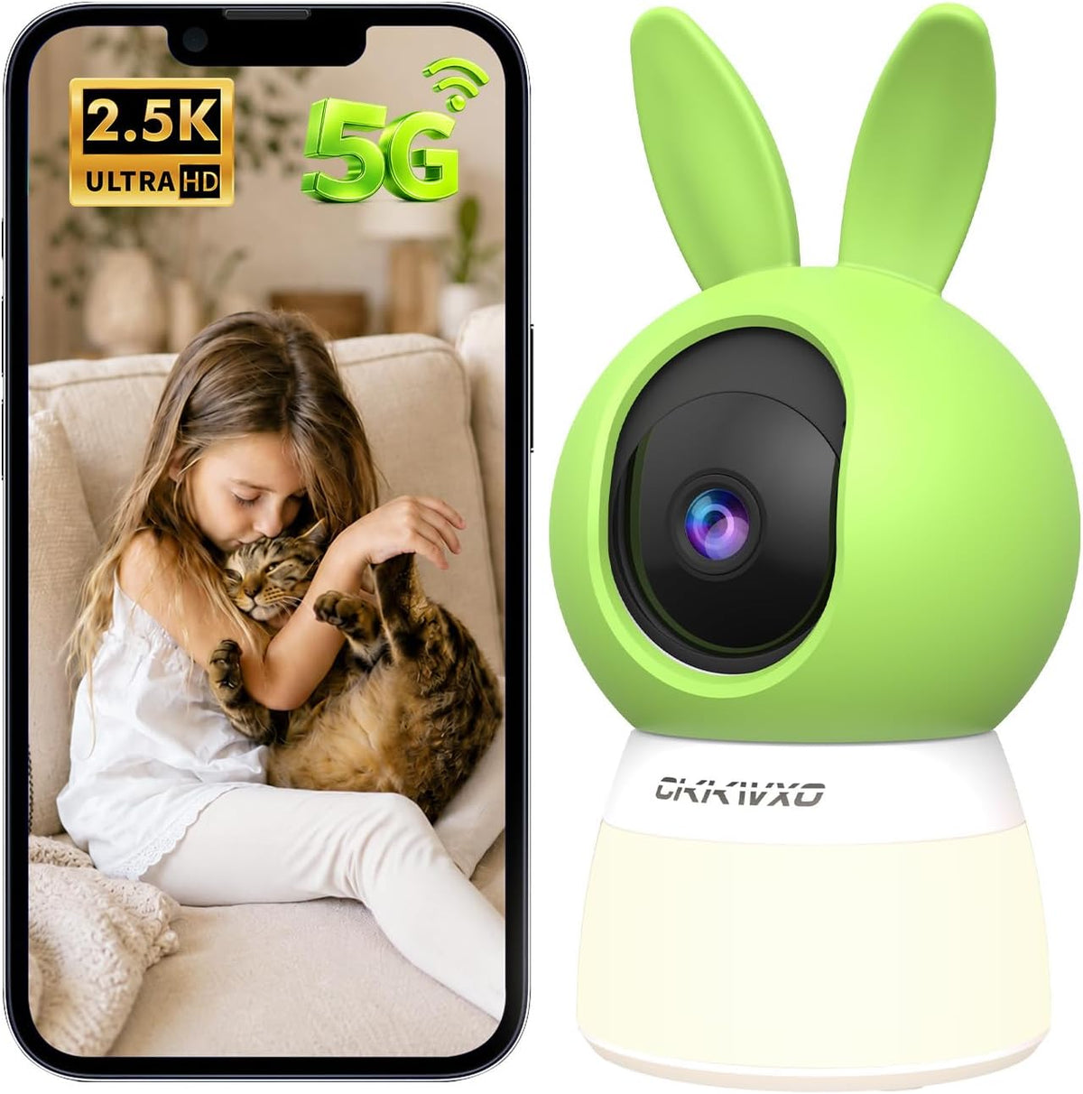 Indoor Security Camera with Nightlight, 5MP 2.5K WiFi Home Security Camera
