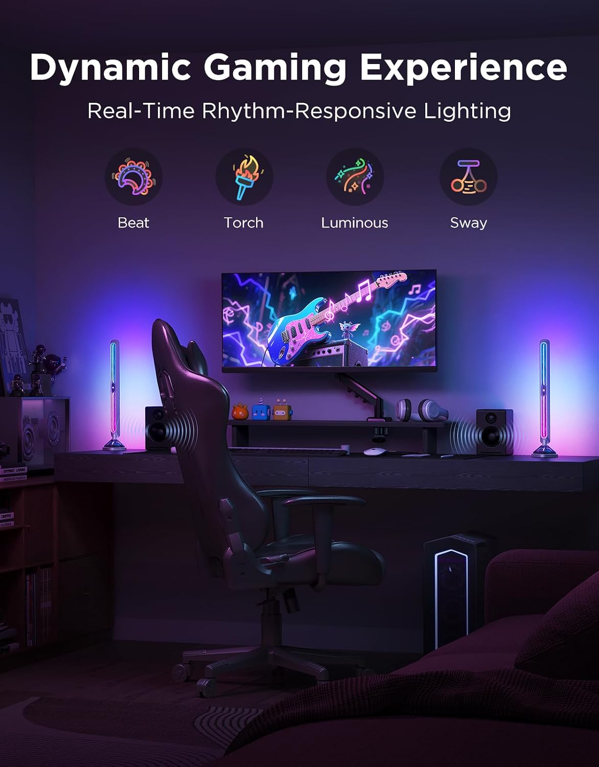 Govee Gaming Light Bars Pro,16-Inch Smart RGBIC Wi-Fi LED Game Lights