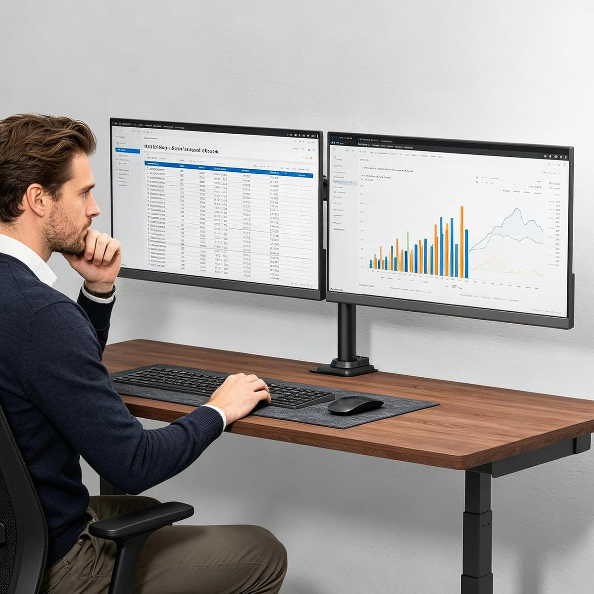 WALI Articulating Dual Monitor Stand for 13-32 inch Screens, 22 lbs per Arm