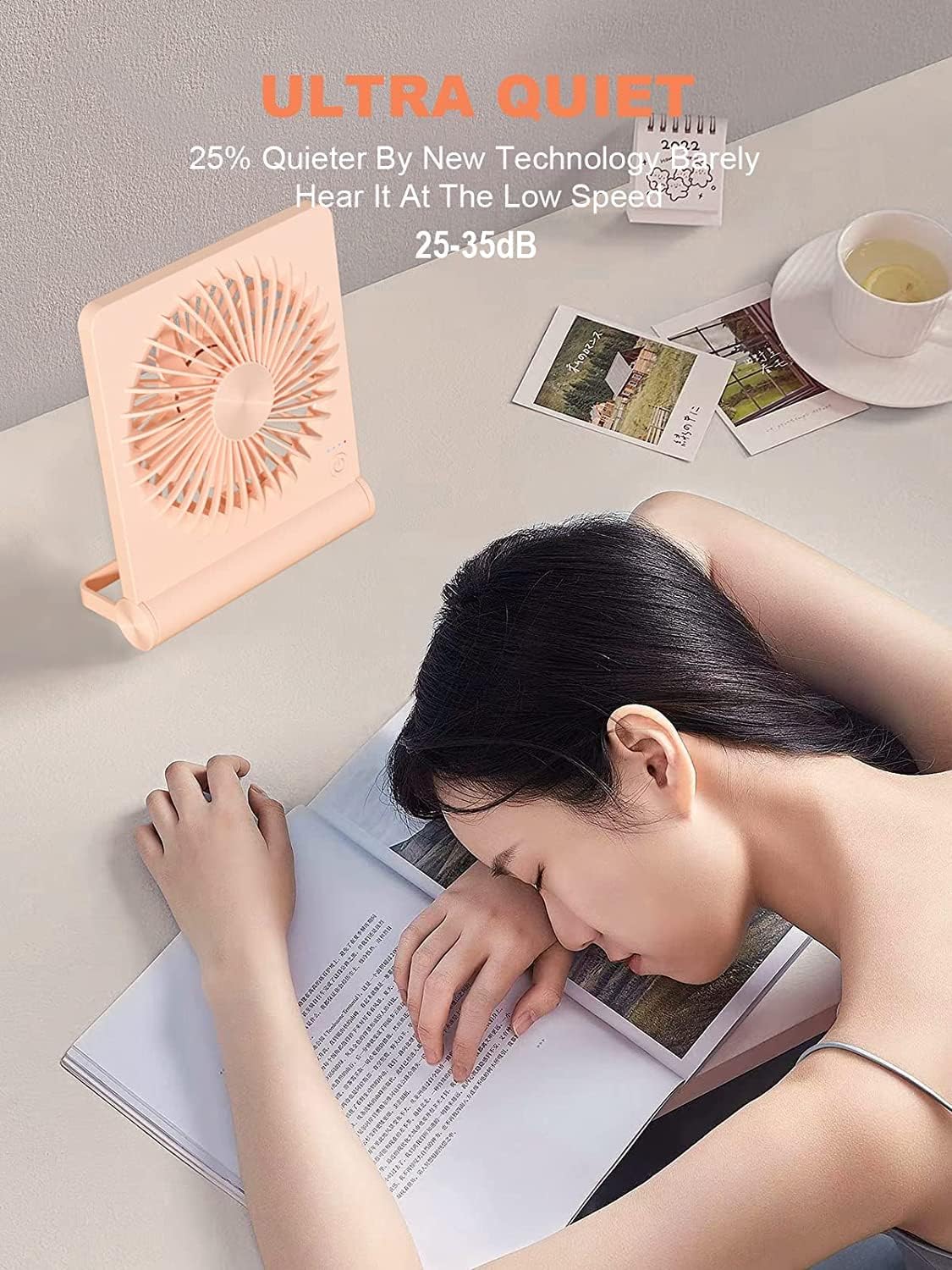 Desk Fan, Rechargeable Battery Operated, 3 Speeds Ultra Quiet Strong Wind | USB-C powered,180° tilt folding.25dB quiet.2000mAh battery:12/8.5/4.5hrs.Portable,personal fan for desk,office,home,bedroom.