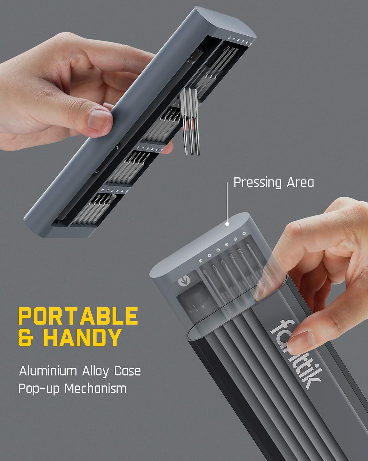 Fanttik E1 Pro Mini Electric Screwdriver, Precision Screwdriver Set | LED Light, 24 Magnetic Bits, Max. 3 N.m, Magnetic Storage, 5/32''Hex Shank, Repair Tool Set for Phone Camera Laptop Watch