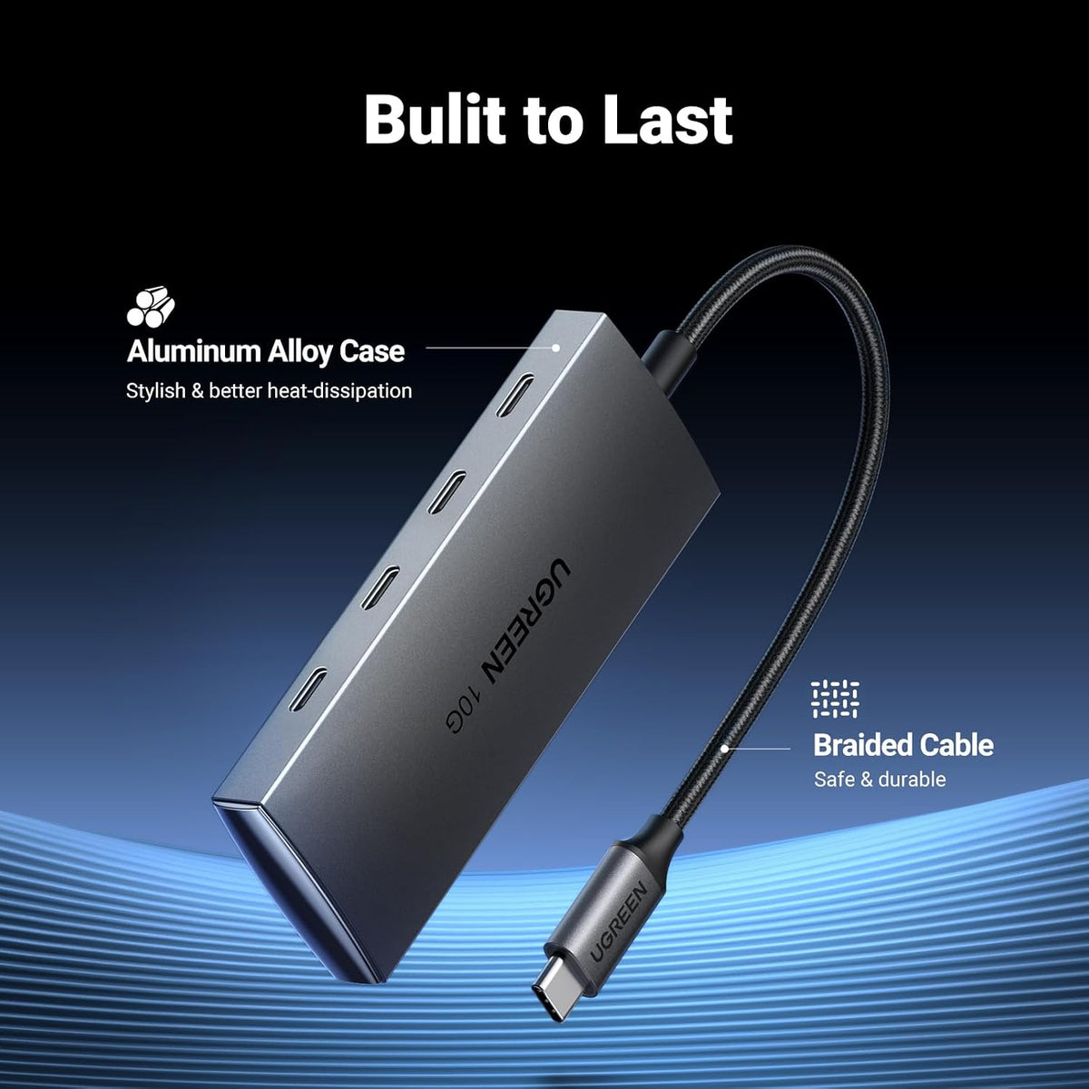 UGREEN USB C Hub, 4 Ports USB-C 3.2 10Gbps Data, Aluminum, Only Adapter