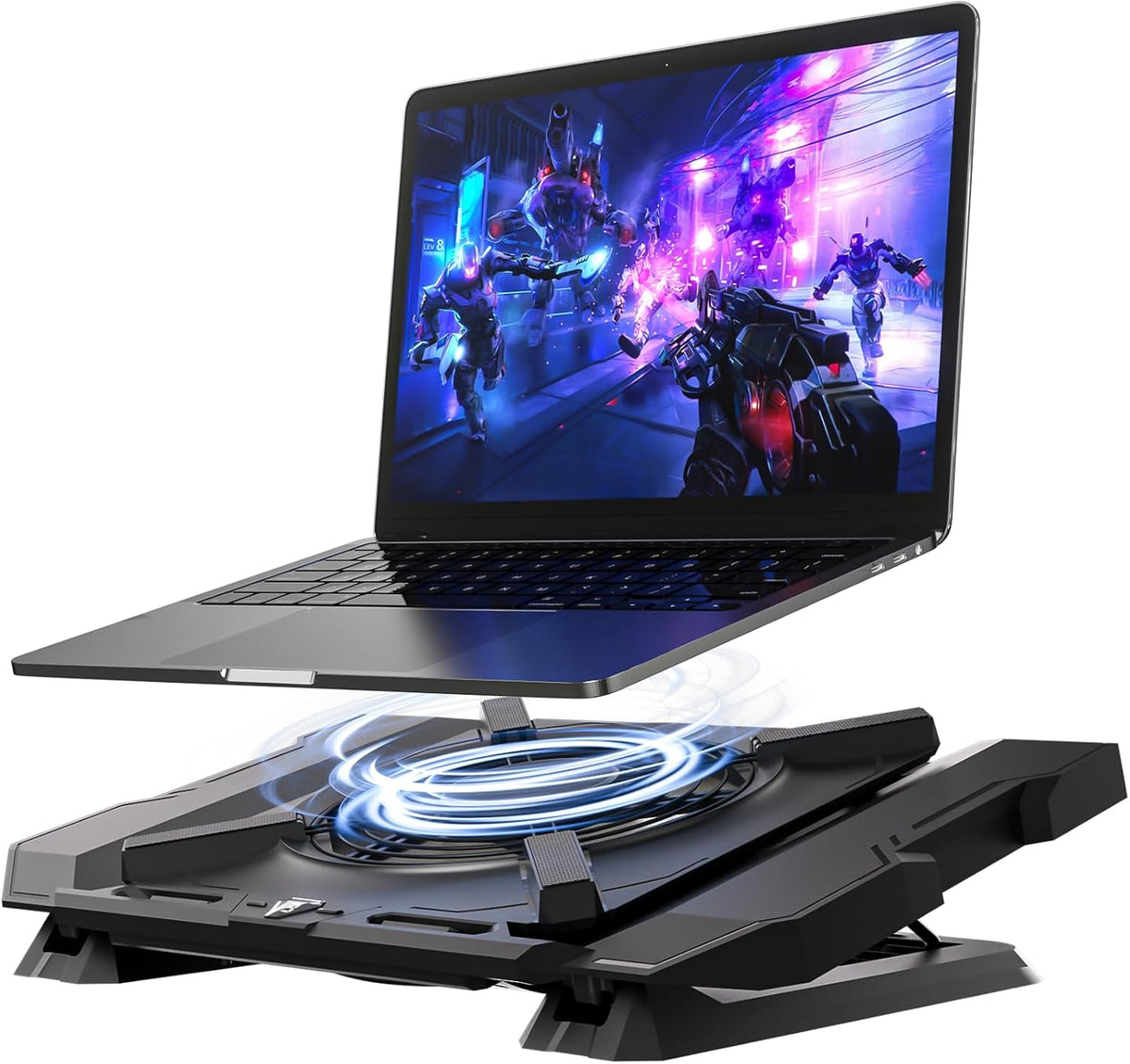 Laptop Cooling Pad, Gaming Laptop Cooler with 7.1 Inch Powerful Fan, RGB Lights &amp; 3-Speed Fan Control &amp; LCD Diamond Design, Height Adjustable Quiet Laptop Cooling Stand for 12"-21" Laptops etc