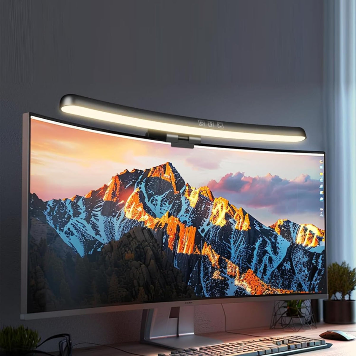 BY-J Computer Monitor Light Bar, Eye-Care USB Reading LED Task Lamp with Touch Control, Fit for Curved Monitor, No Screen Glare Dimmable Desk Lamp Computer Monitor Light Bar for Screen Home Office