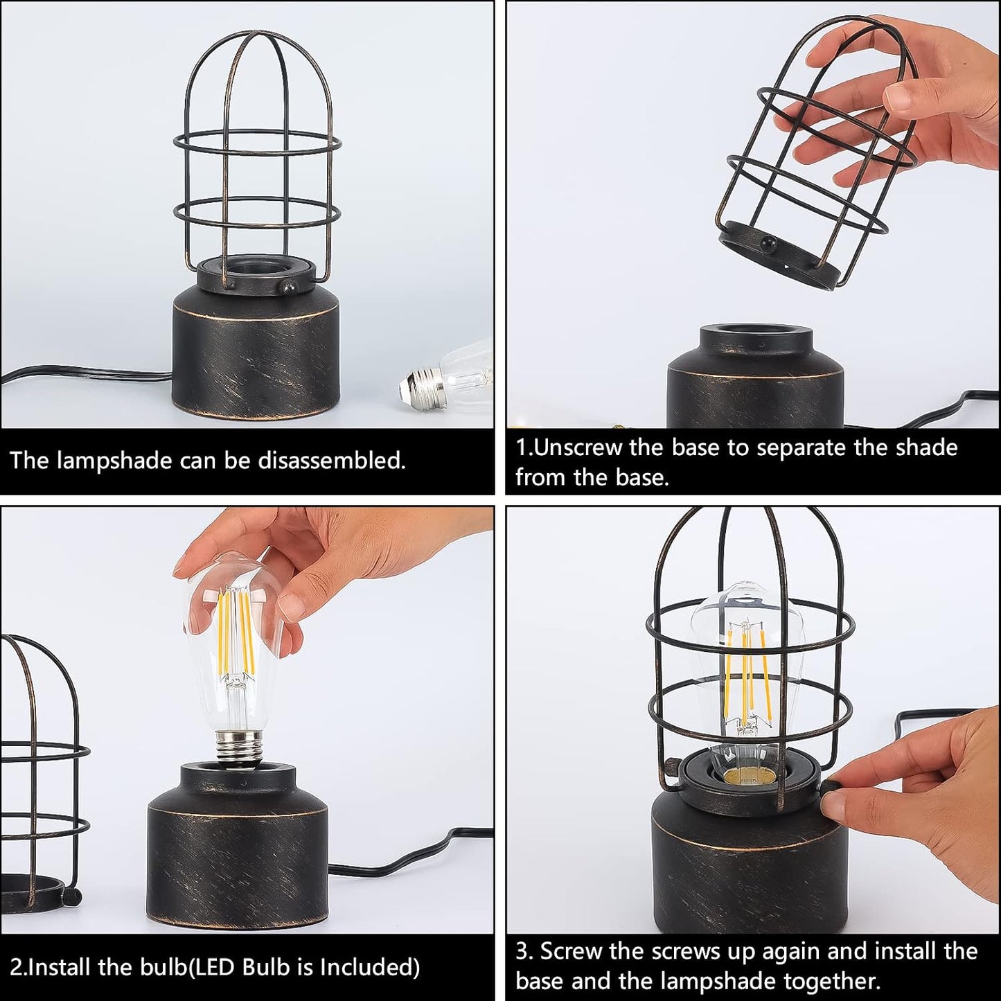 Haian Support Touch Control Table Lamp, 3-Way Dimmable Lamp,(Bulb Included) | Small Lamp for Small Spaces,Industrial Steampunk Nightstand Lamp for Bedroom, Living Room, Dorm, Office