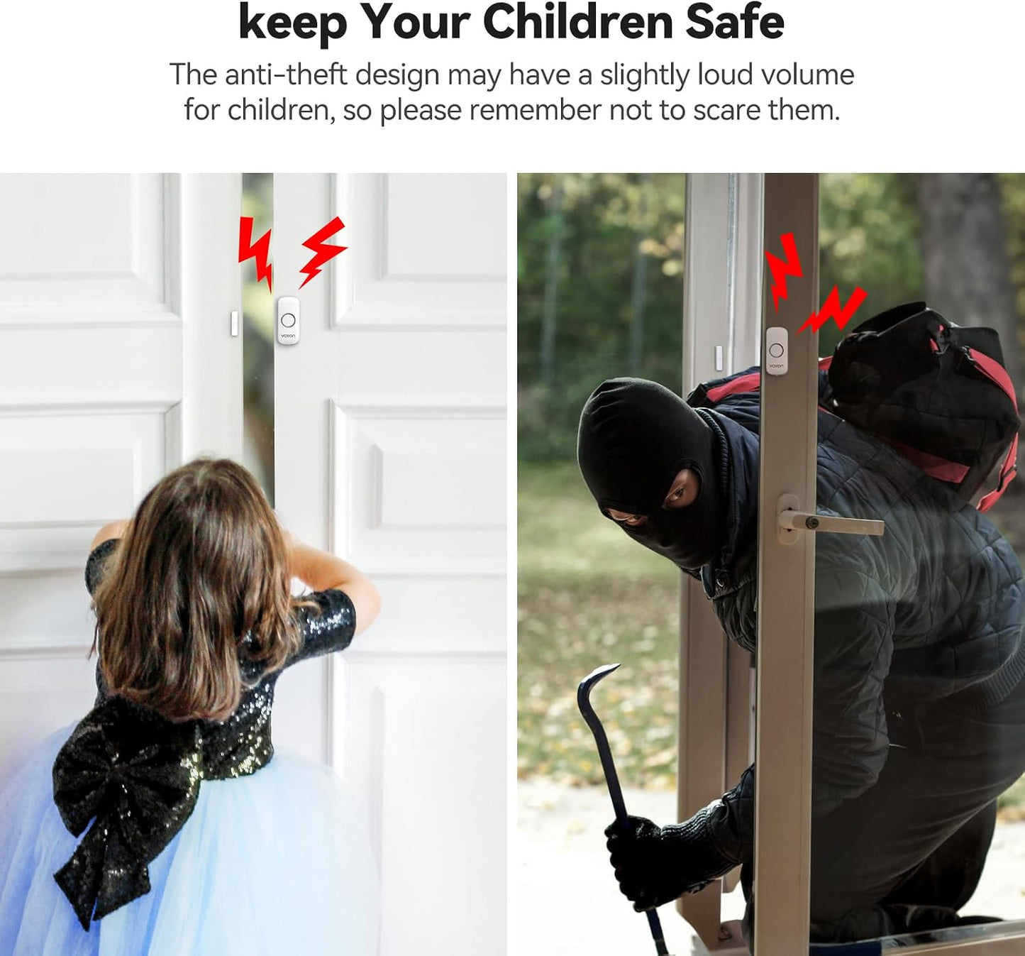 Door Window Alarm for Kids Safety, VOXON Door Alarm for Home Security Personal Security Window Alarms Sensor Burglar Door Alarm for Home, Cars, Sheds, Caravans DIY Kit Pack of 4
