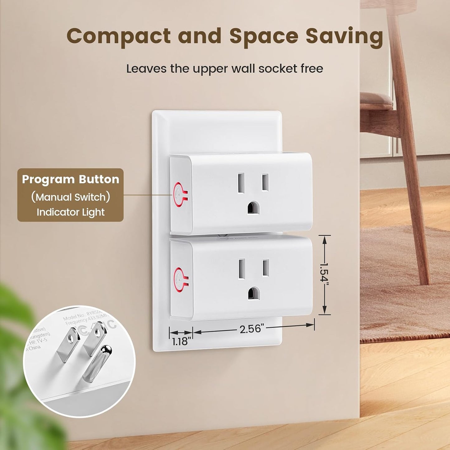 SURAIELEC Remote Control Outlet, Wireless Light Switch - 5 Outlets + 2 Remotes, 15 AMP, 100FT Range, No Interference, Remote Light Switch Kit for Lamp, Fan, Christmas Tree Light, Household Appliance