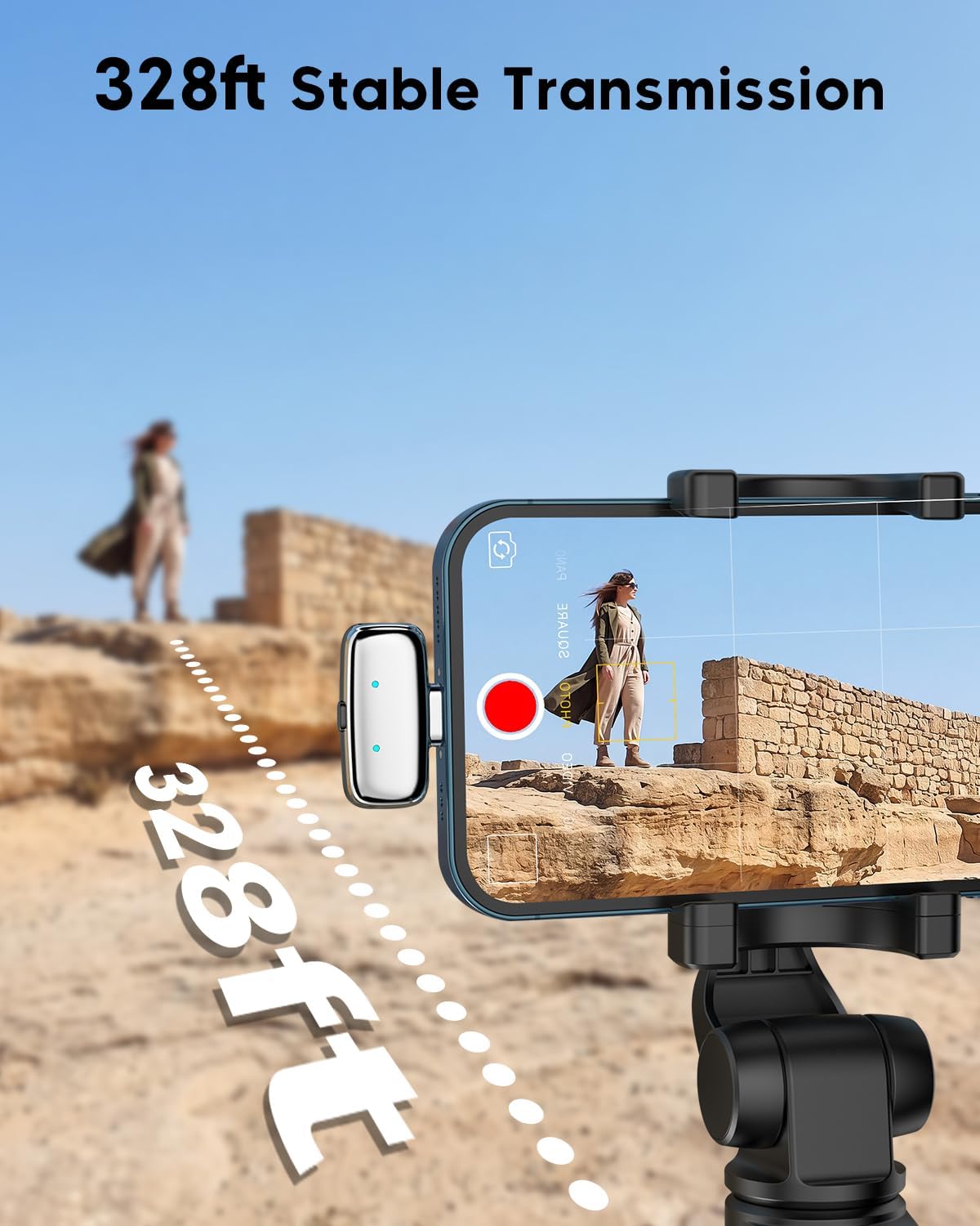 ZealSound Mini Wireless Lavalier Microphone for iPhone iPad Android, Dual Channel Wireless Microphones with Noise Cancellation, Mute & Volume Control, 33H Battery Case, USB-C & Lightning Plug & Play