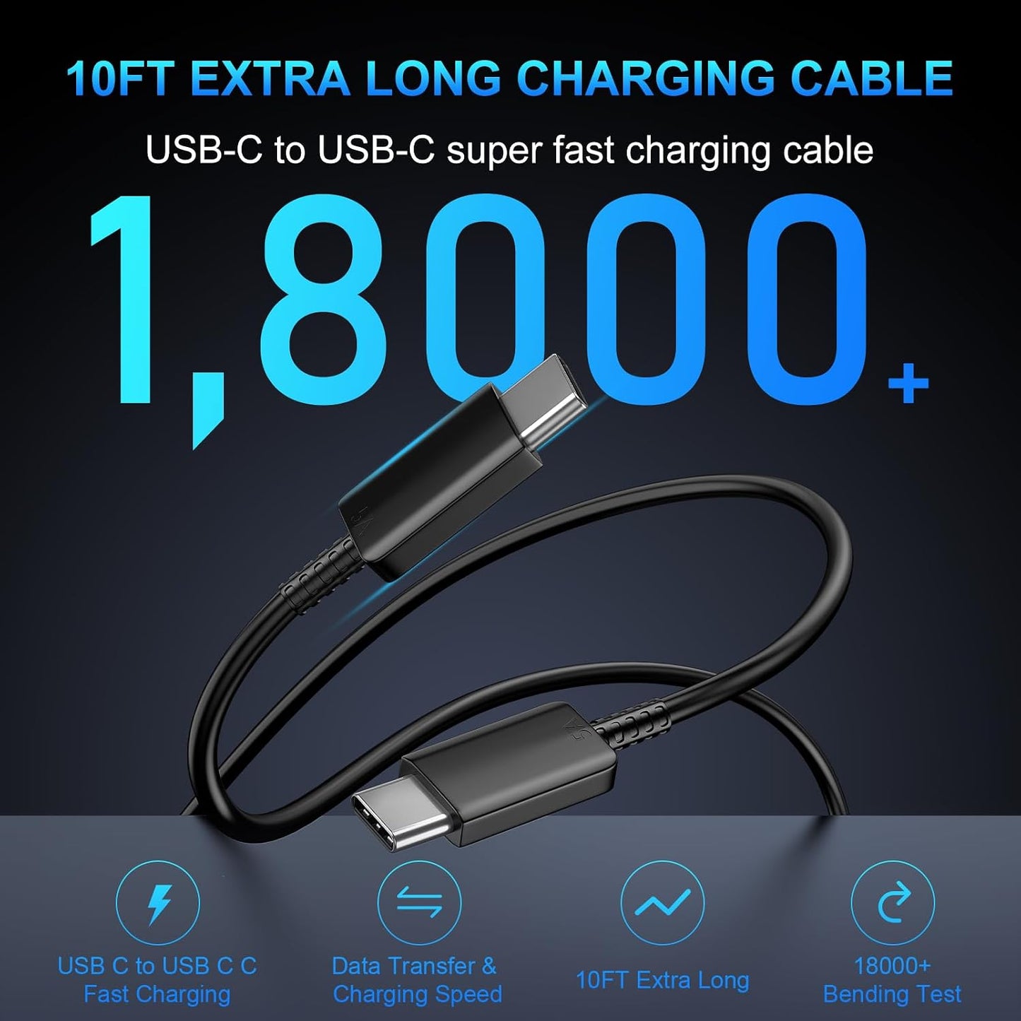 60W Super Fast Charger USB C, Type C Charger Fast Charging Android Phone Charger Block with 10FT USB C Chargers Fast Charging Cable Cord for Samsung Galaxy S26 Ultra/S26+/S26/S25Ultra/S25/S24-Black