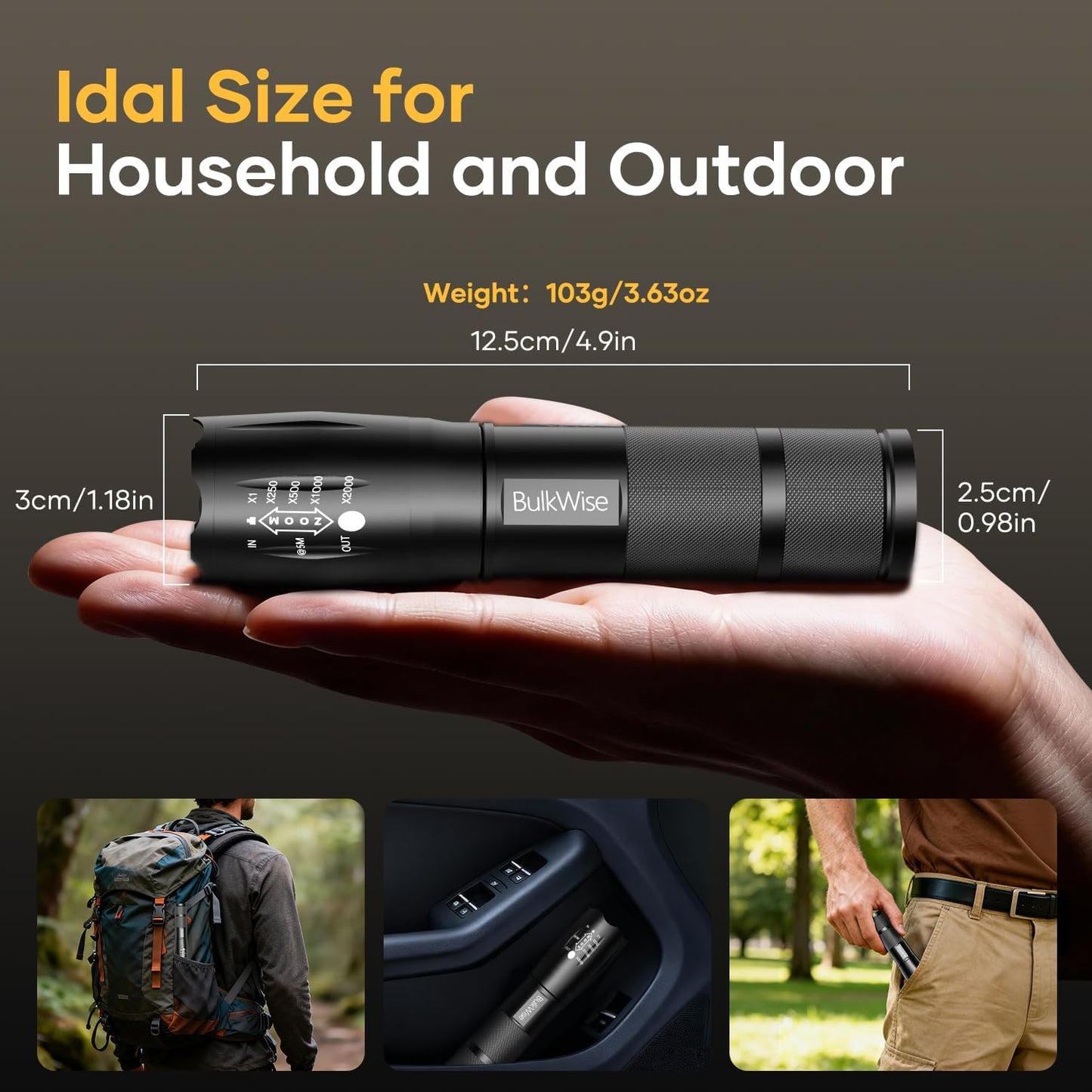 4 Pack Rechargeable Flashlights High Lumens, Bright 1 Mode Small Flashlight Powerful Tactical Flashlights Rechargeable, LED Flash Light Zoomable for Camping Hiking Emergency Gift