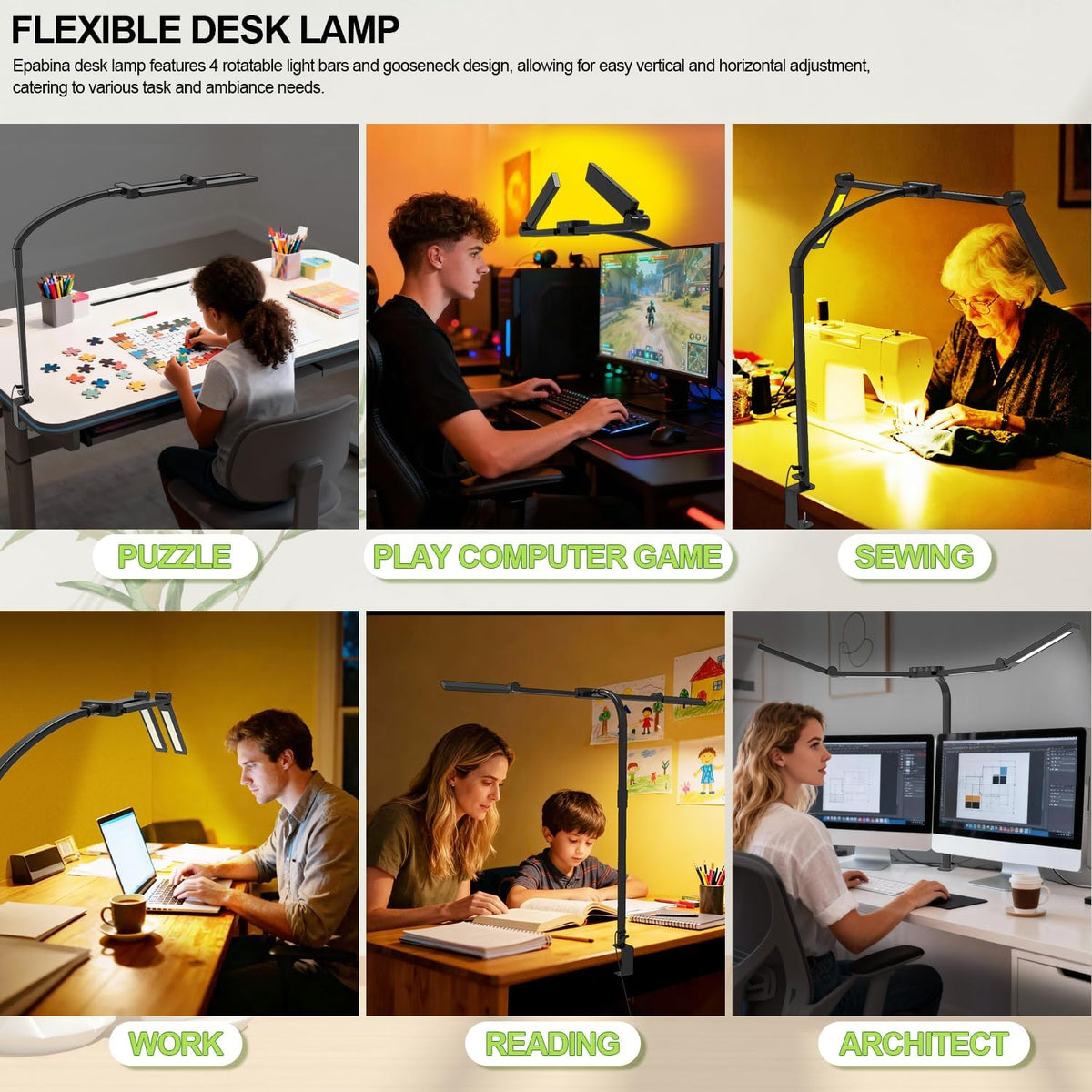 24W Bright Led Desk Lamp with Remote, 1500LM Architect Desk Light for Home Office with 4 Adjustable Light Bars & Clamp, Gooseneck Tall Drafting Table Lighting for Computer Monitor Hobby Puzzle