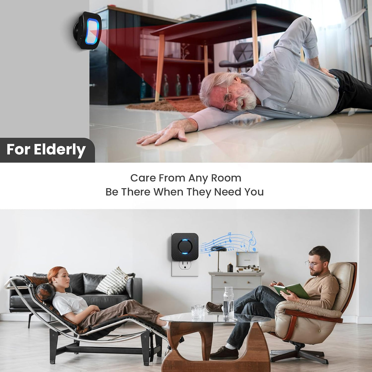 Wireless Motion Sensor LED Light - Motion Detector Alarm Chimes Door Sensor