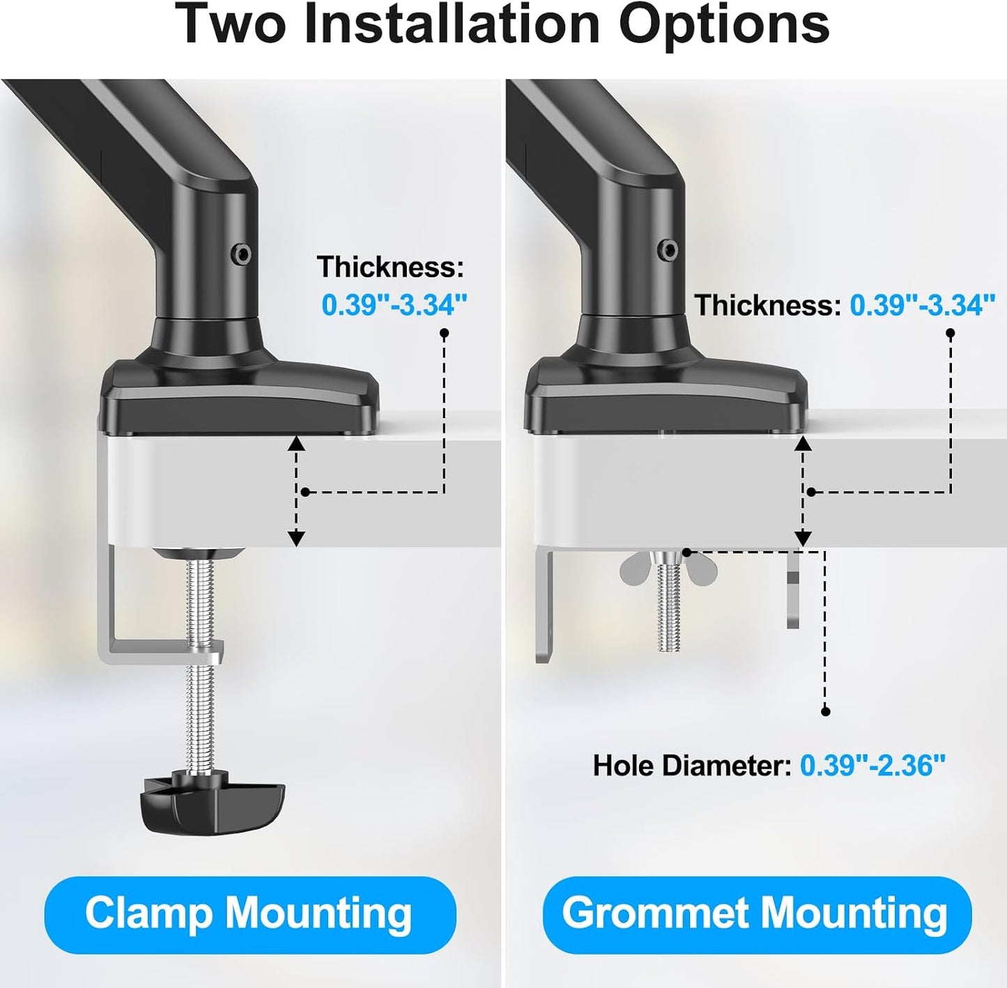 Laptop Stand Desk Mount, 2 in 1 Function, Single Monitor Mount | Fits Max 17" Notebook and 32" Computer Screen, Gas Spring Arm with Laptop Tray, Holds up to 17.6lbs