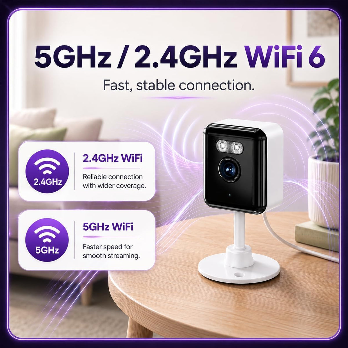 Gianteye 2K Indoor Security Camera (2-Pack), Dual-Band 2.4/5GHz WiFi Pet & Baby Monitor, AI Event Detection with Smart Search, Color Night Vision, 2-Way Audio, Human Detection, US App