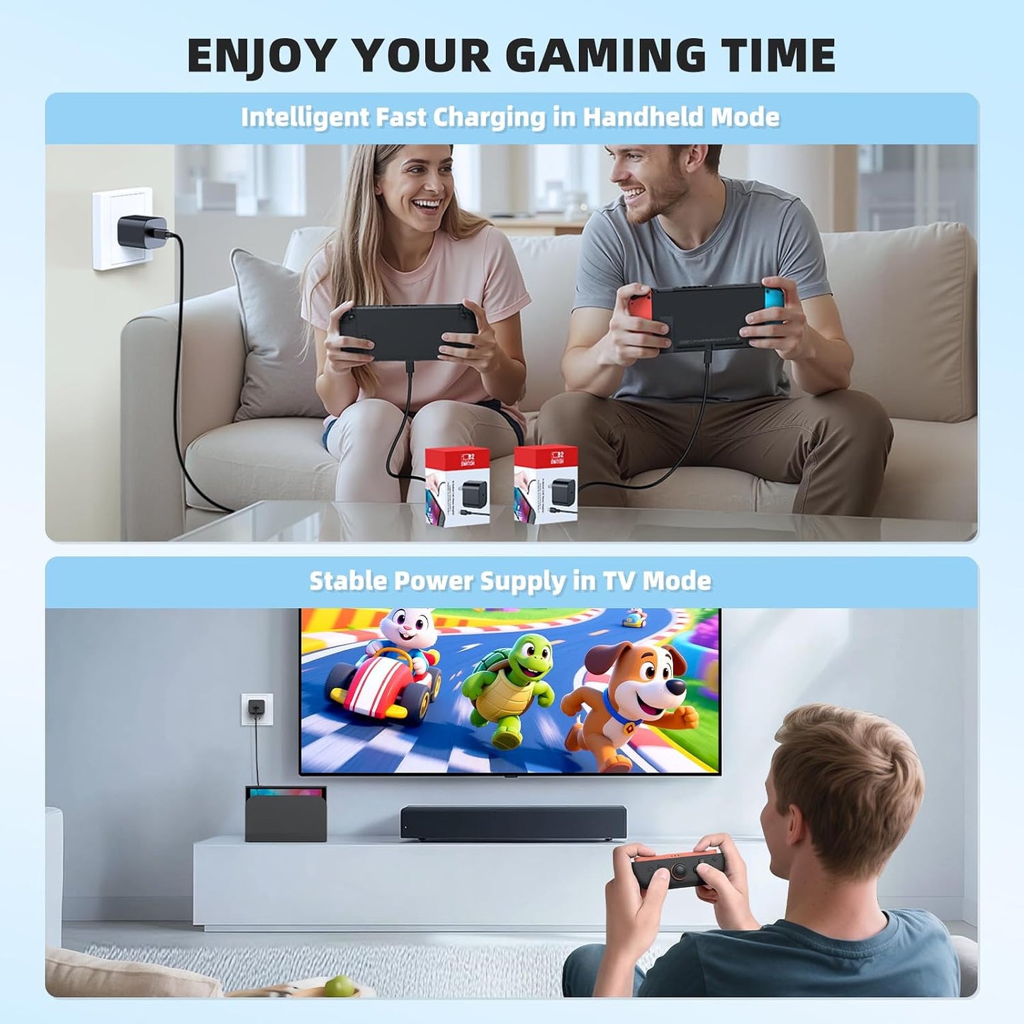 Switch 2 Charger - 60W AC Adapter for Nintendo Switch/OLED/Lite & Steam Deck/OLED, 5FT Charging Cable, Support 4K TV Dock Mode, Power Supply 20V/3A Fast Cord - Original Quality, Xbox 360 Console