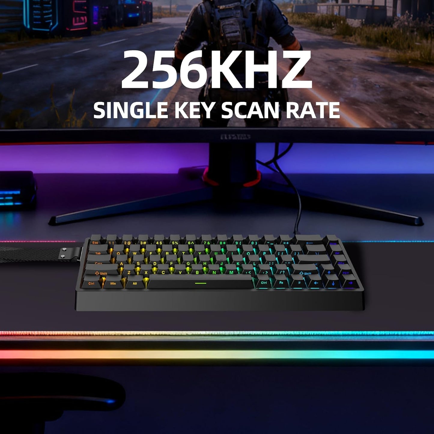 IROK ND68 68 Keys Wired Magnetic Switch Keyboard, 0.005MM RT Accuracy, 8KHZ Polling Rate/Latency As 0.125MS/256KHZ Single Key Scan Rate/ARGB，Hot Swappable,Gasket Structure Gaming Keyboard（Black）