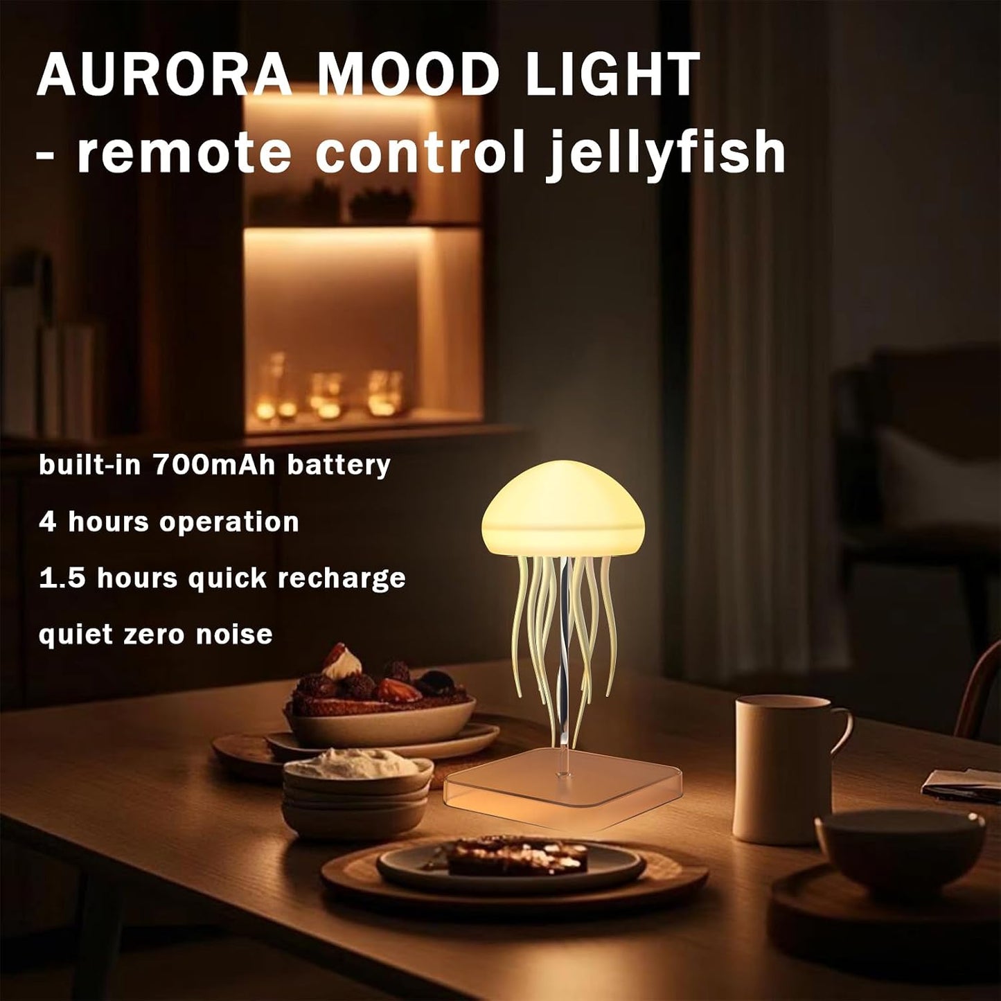 Jellyfish Lamp with Touch Sensor and Remote Control, Rechargeable Eye Friendly RGB Gradient Jellyfish Night Light as Desk Lamp, Table Lamp, Bedside Lamp or Christmas Gifts