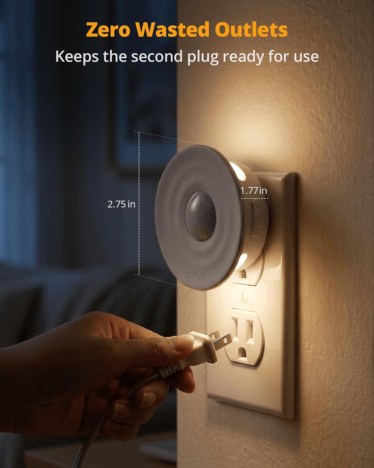 Plug-in LED Backlit Night Light with Motion & Dusk-to-Dawn Sensor, 2-Pack