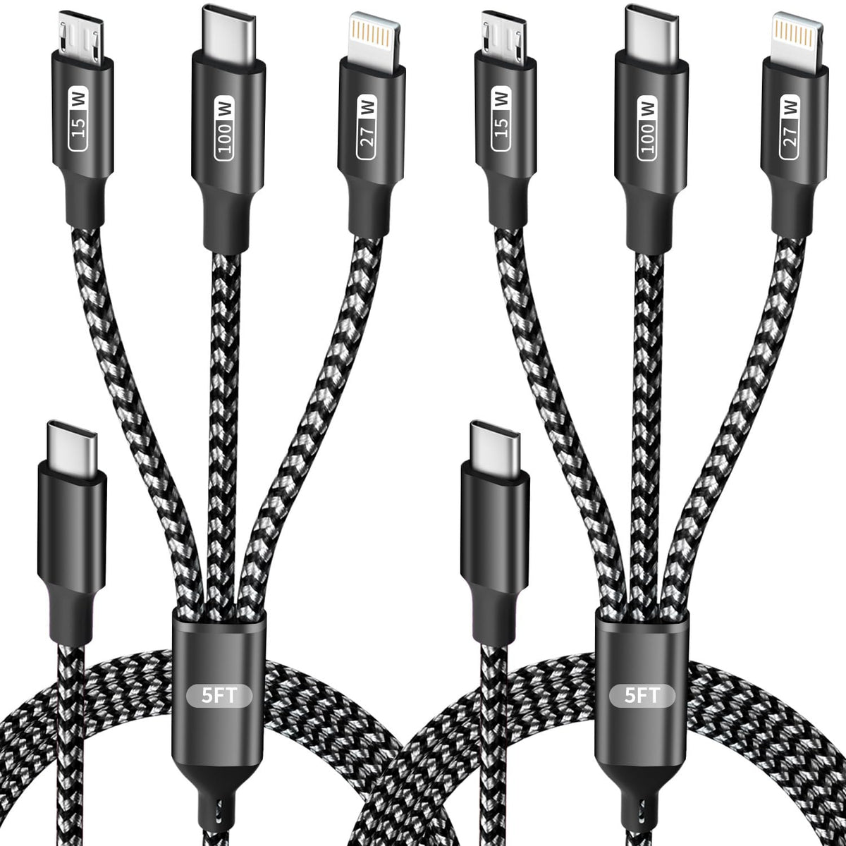 100W USB-C Multi Charging Cable with E-Mark Chip, USB C Cable Fast Charging