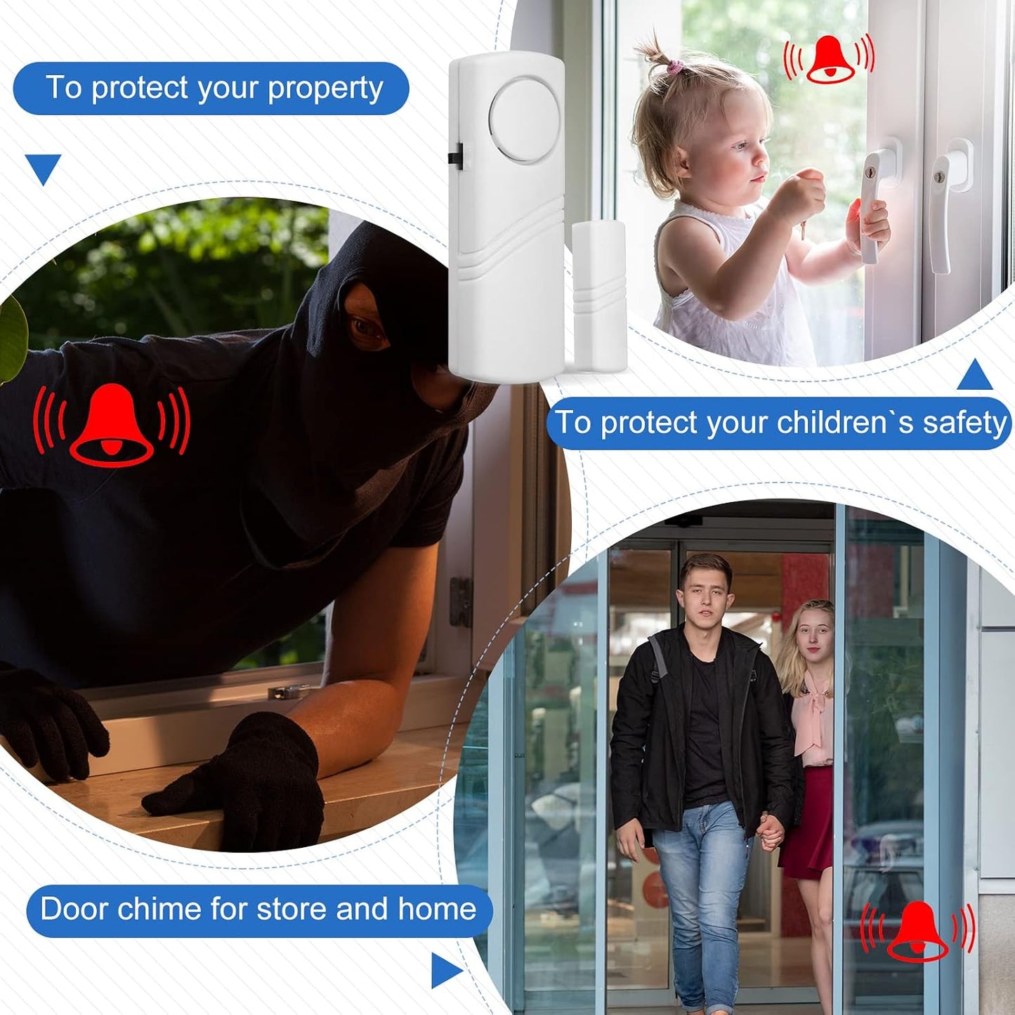 Xuhal 24 Pcs Door Window Alarm for Home Security Bulk Wireless Door Sensors Security Burglar Alarm Anti Theft for Safety, Home, Office, Garage, Apartment