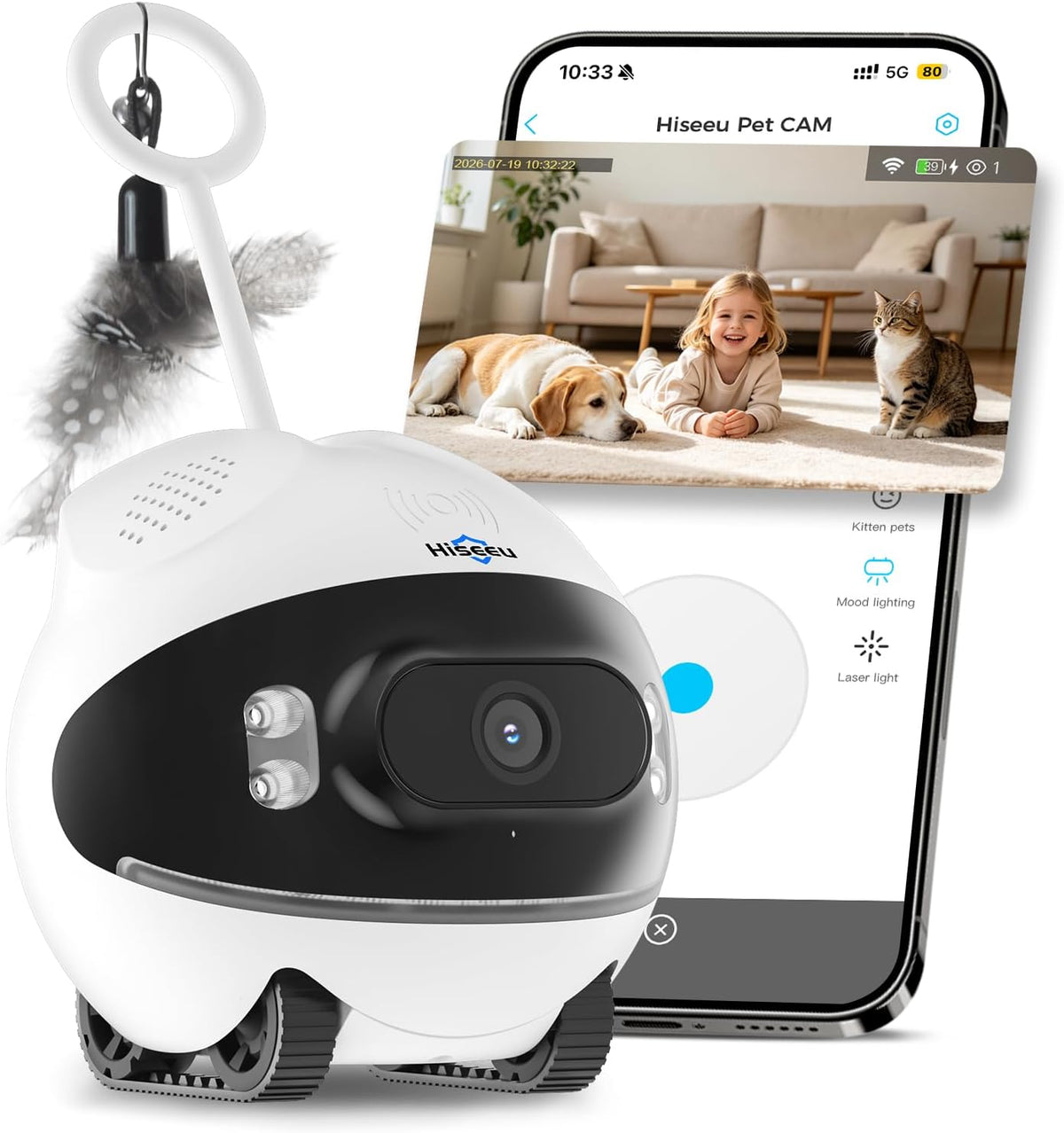 Hiseeu 5MP Wireless Security Camera Indoor, Home Pet Robot Companion