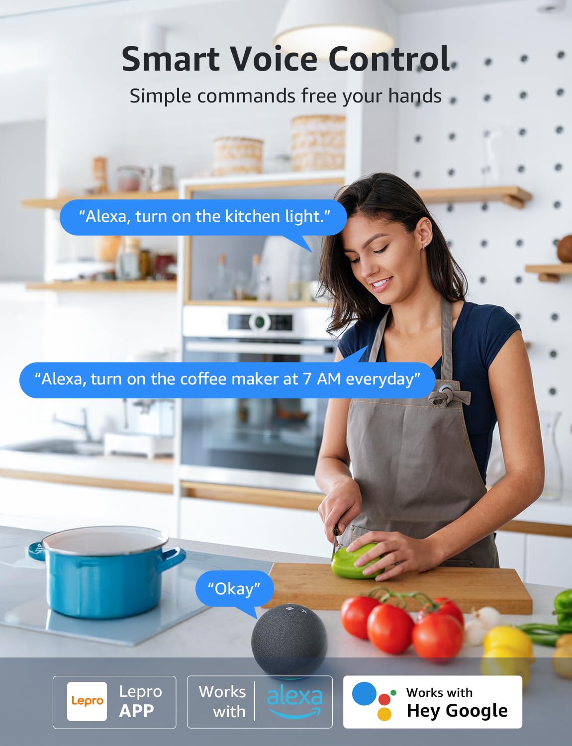 Lepro P1 Smart Plug Mini 15A, WiFi Outlet Plugs Compatible with Alexa & Google Assistant, Voice/APP Control, Timer & Group Controller, 2.4Ghz Only, ETL & FCC Certified, 2-Pack