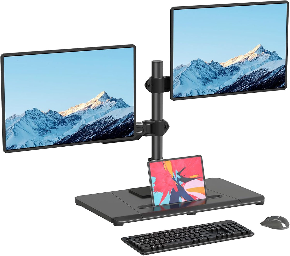 Pholiten Adjustable Dual Monitor Arms with Base for 17-32" Screens
