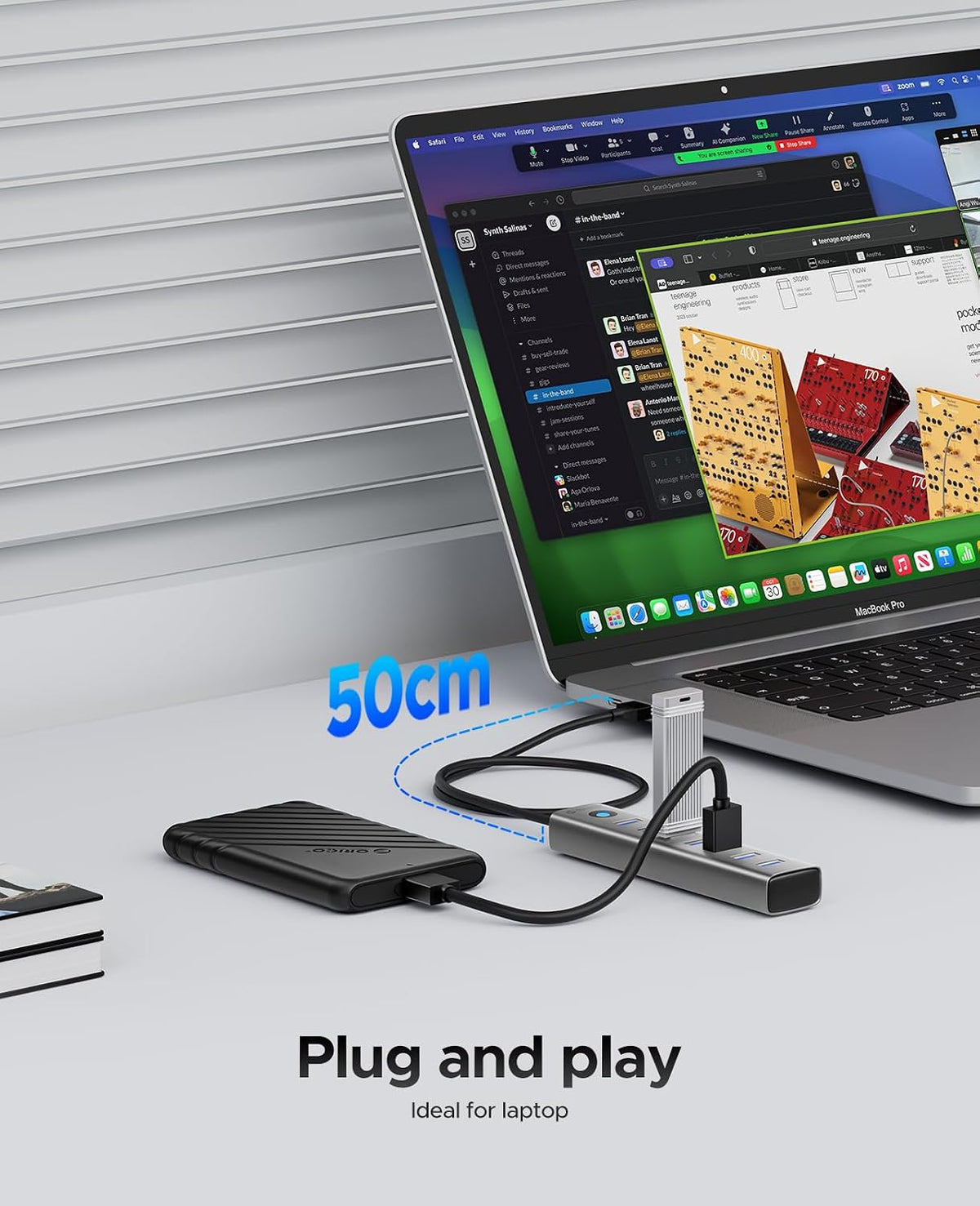 ORICO 7-Port USB 3.0 Hub, Aluminum USB Multiple Adapter, 5Gbps USB Extender USB Splitter with 1.64Ft Cable, UBS-A Hub Long Cable for Desktop, PC, Flash Drive, Mobile HDD, Windows/XPS