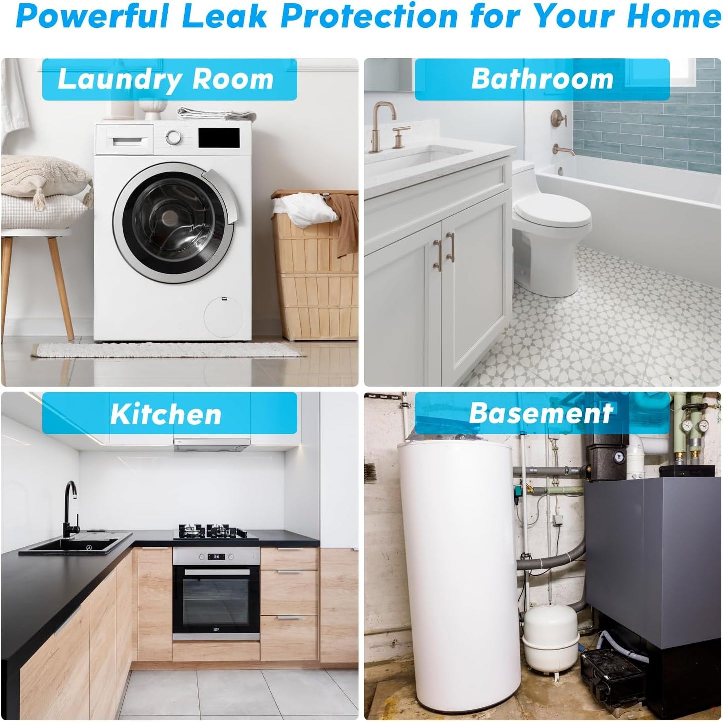 Water Leak Detector for Home, for 3/4-Inch Diameter Pipe | Water Alarm Leak Detector with Automatic Shutoff, Includes Leak Sensor and Water Valve, Protect Your Home from Water Damage