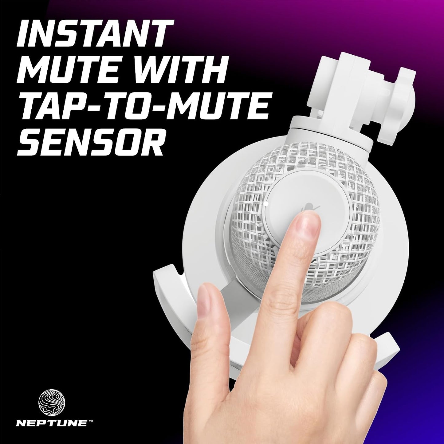 Neptune Sonus Gaming Microphone | Streaming Mic With Pop Filter for Vocal Clarity | Desktop Mic for Streaming, Gaming, Recording, & Podcast | PC Microphone With Type-C to USB Cable (White)