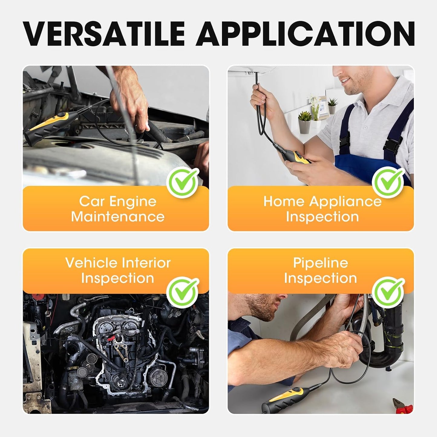 LAUNCH VSP-600 Endoscope 5.5mm Ultra-Thin, Lens HD Wide Application Videoscope Borescope high Definition Multi-Angle Imaging One-Click Snapshot IP67 Waterproof with 2000mm USB Cable