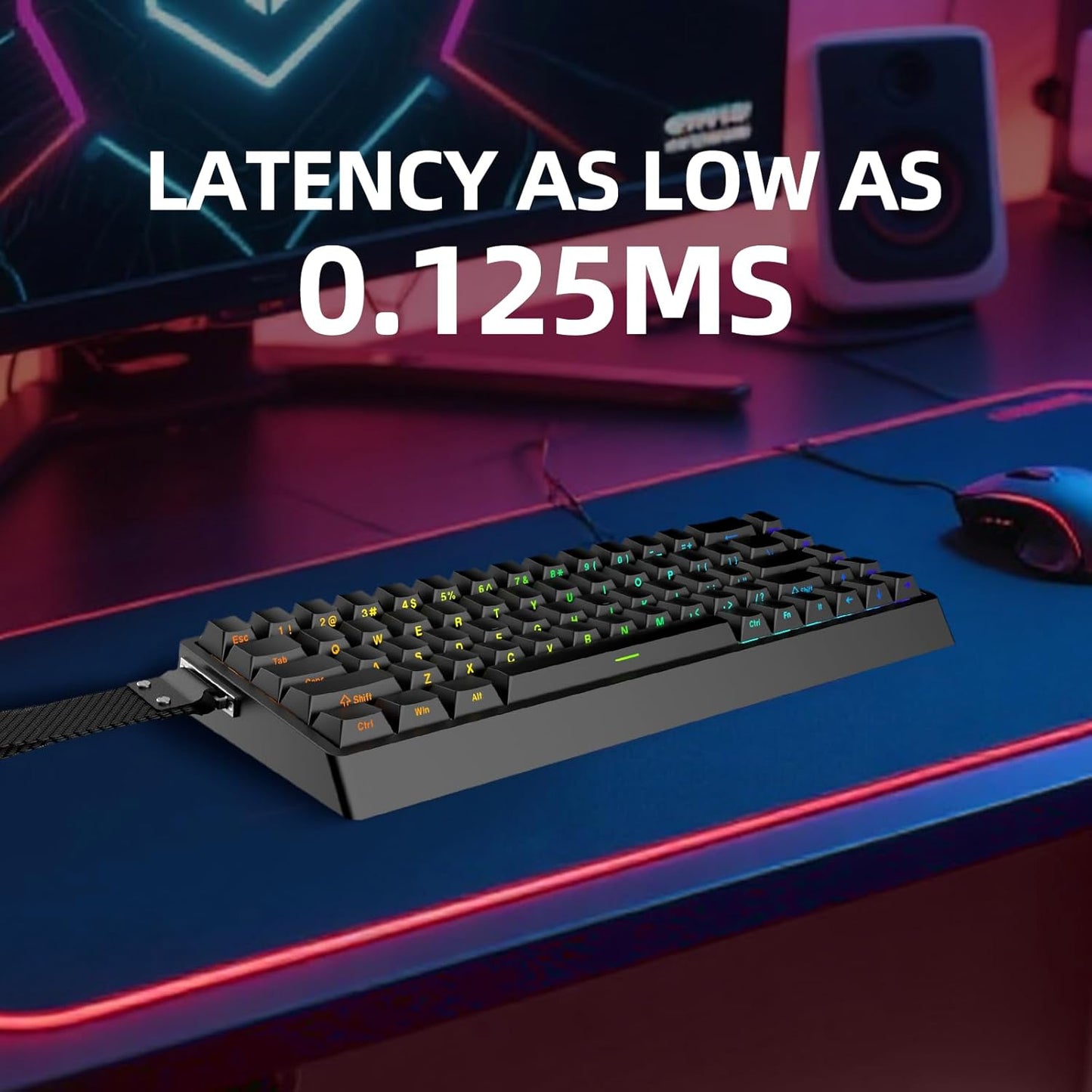 IROK ND68 68 Keys Wired Magnetic Switch Keyboard, 0.005MM RT Accuracy, 8KHZ Polling Rate/Latency As 0.125MS/256KHZ Single Key Scan Rate/ARGB，Hot Swappable,Gasket Structure Gaming Keyboard（Black）